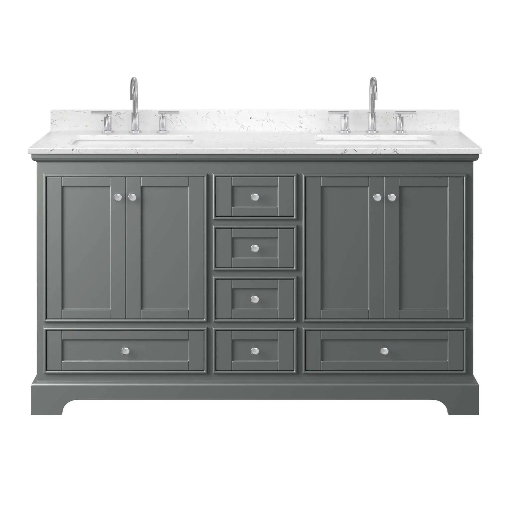 60" Deborah Double Bathroom Vanity in Dark Gray with Polished Chrome Trim by Wyndham