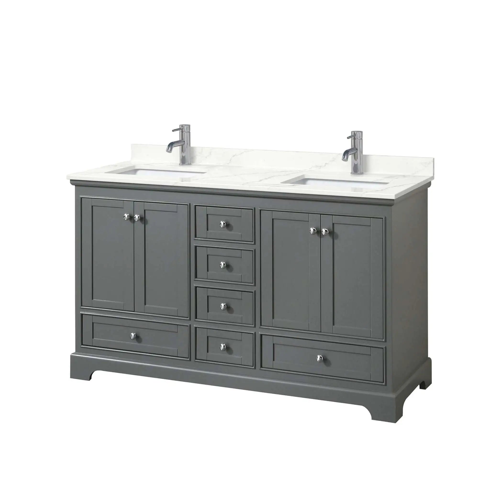 60" Deborah Double Bathroom Vanity in Dark Gray with Polished Chrome Trim by Wyndham