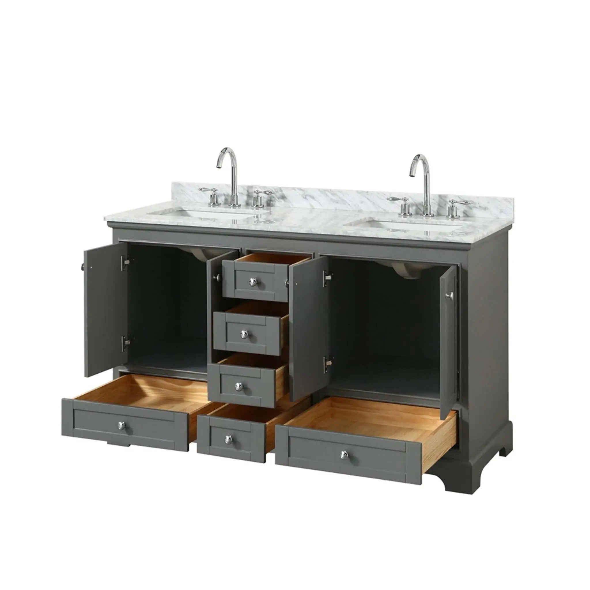 60" Deborah Double Bathroom Vanity in Dark Gray with Polished Chrome Trim by Wyndham