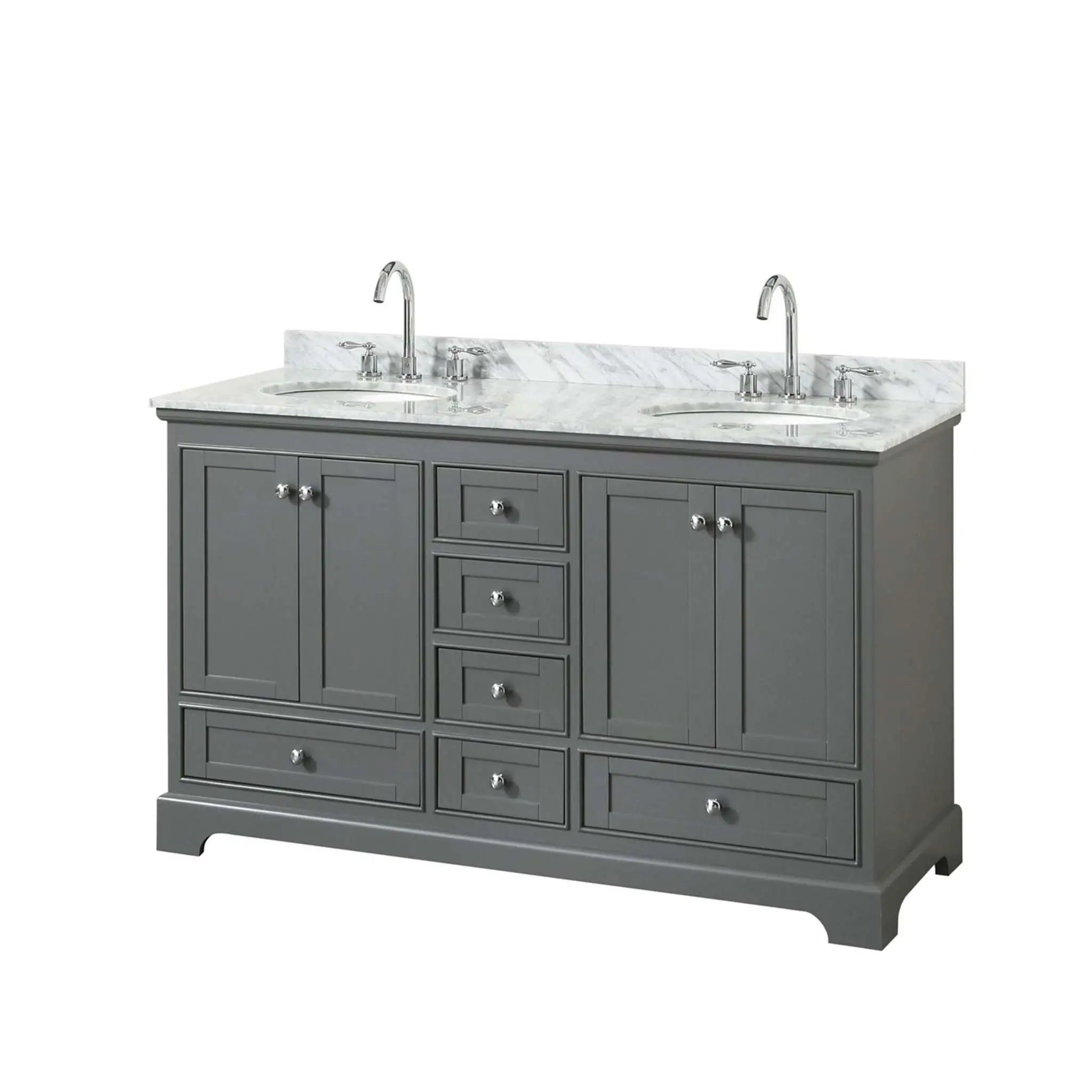 60" Deborah Double Bathroom Vanity in Dark Gray with Polished Chrome Trim by Wyndham