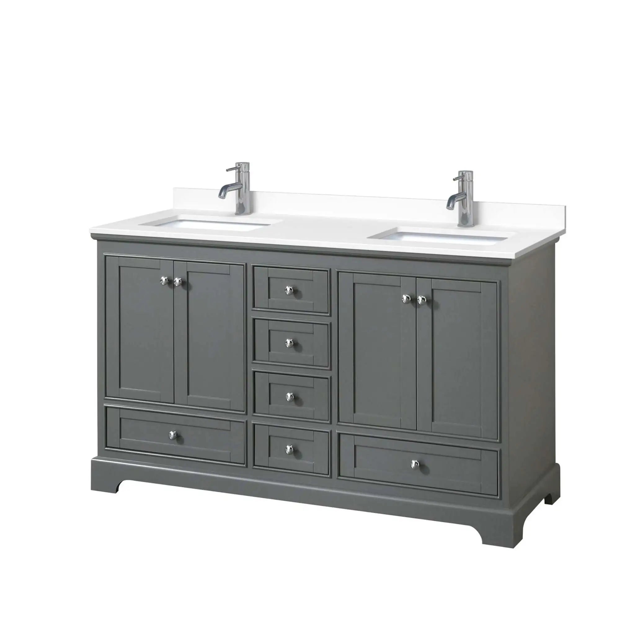 60" Deborah Double Bathroom Vanity in Dark Gray with Polished Chrome Trim by Wyndham