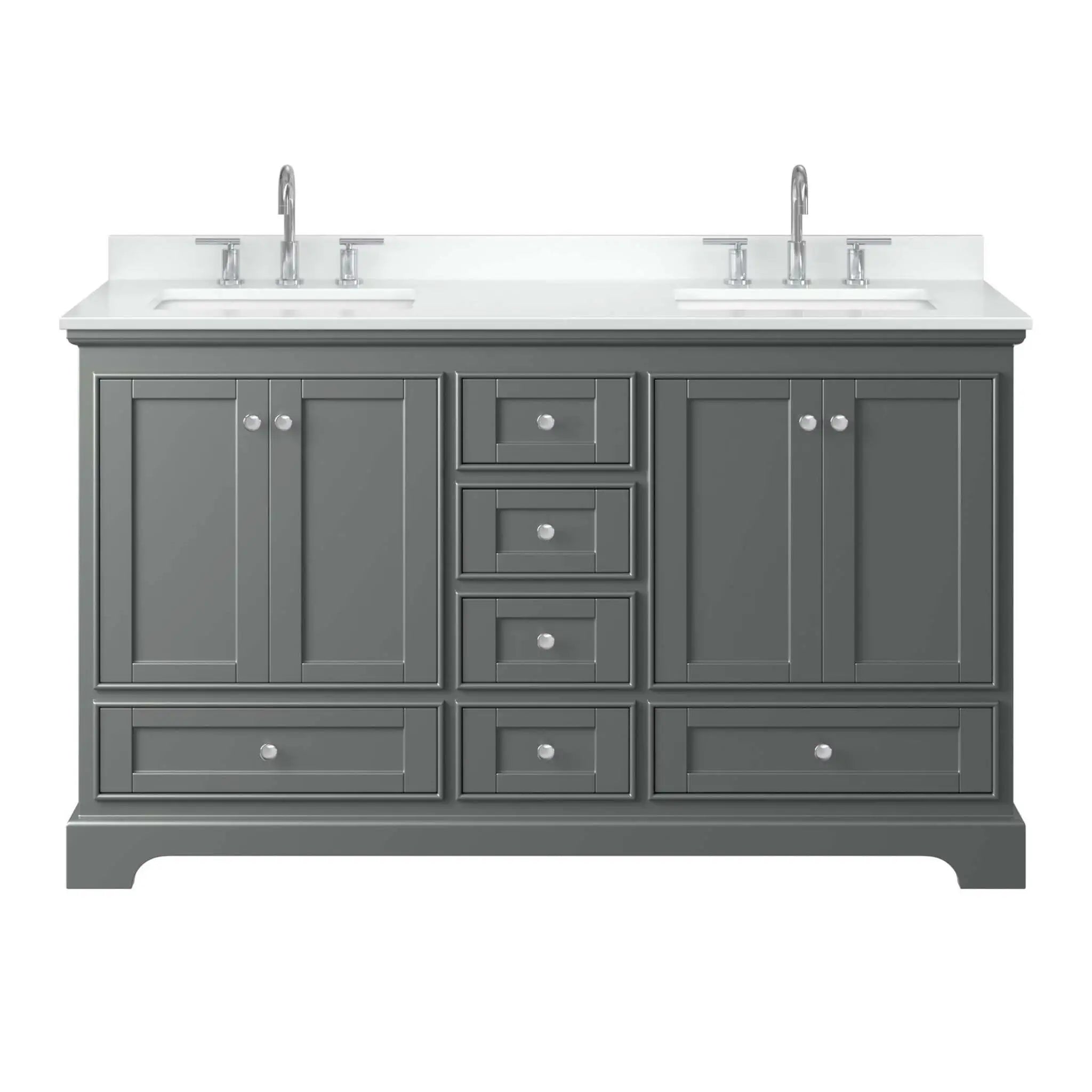 60" Deborah Double Bathroom Vanity in Dark Gray with Polished Chrome Trim by Wyndham