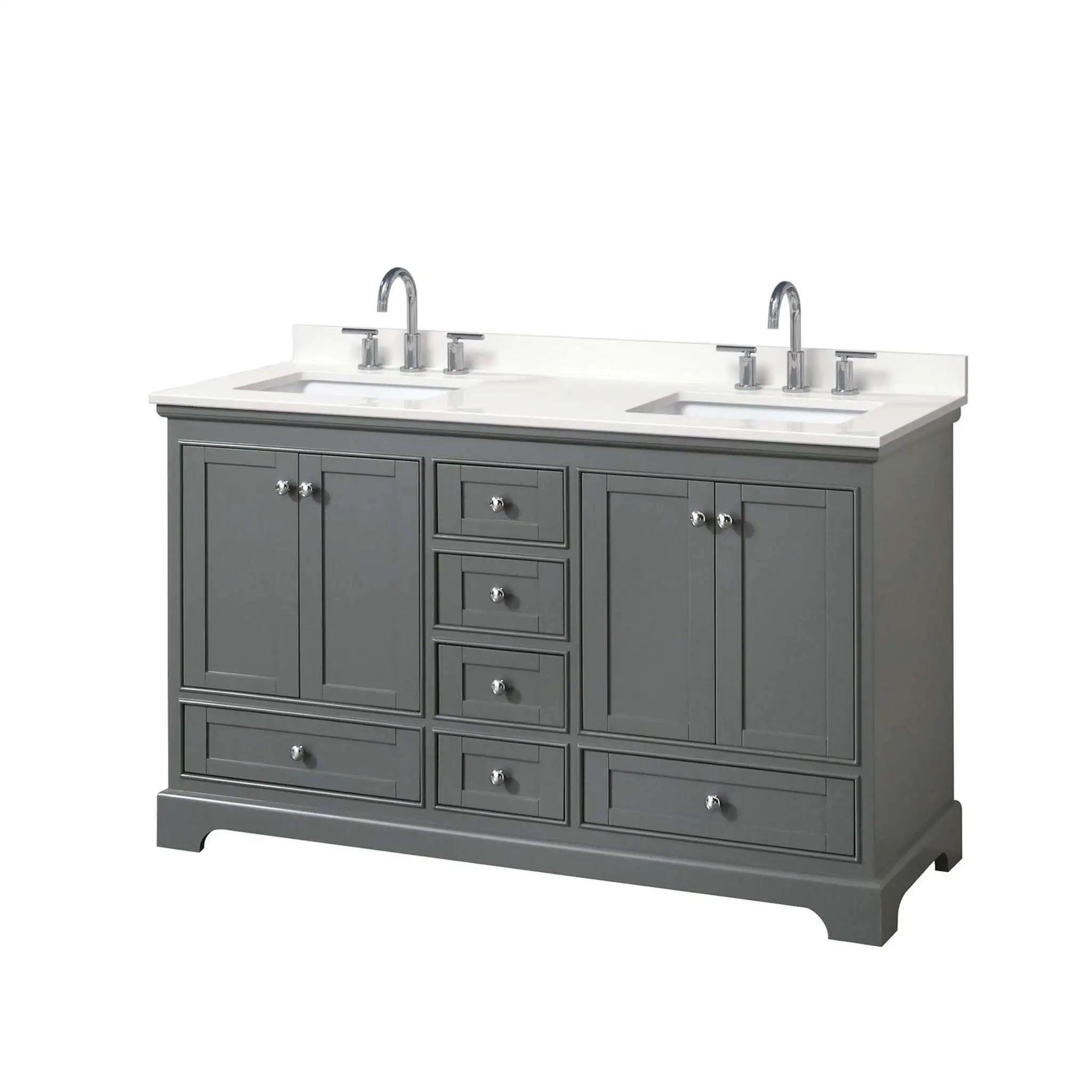 60" Deborah Double Bathroom Vanity in Dark Gray with Polished Chrome Trim by Wyndham