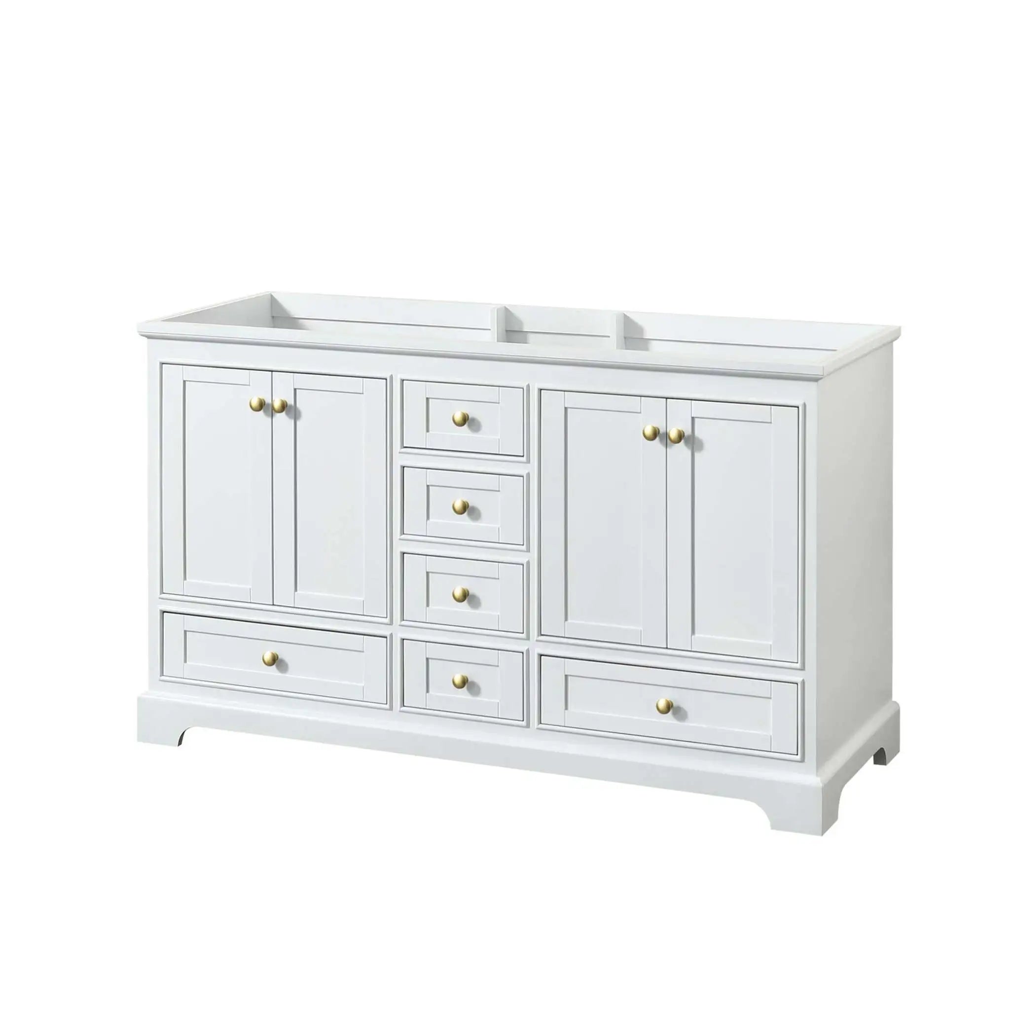 60" Deborah Double Bathroom Vanity in White with Brushed Gold Trim by Wyndham