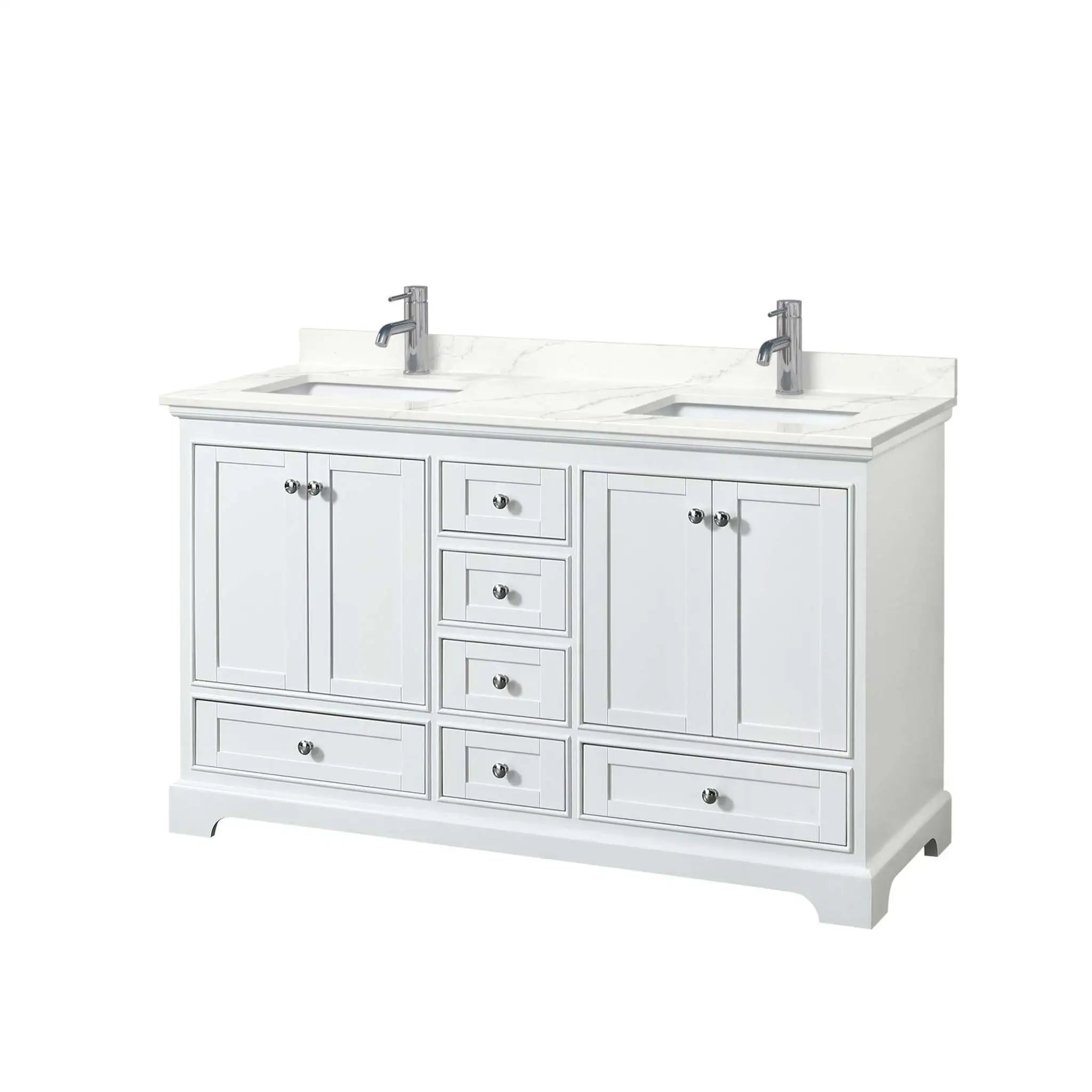 60" Deborah Double Bathroom Vanity in White with Polished Chrome Trim by Wyndham