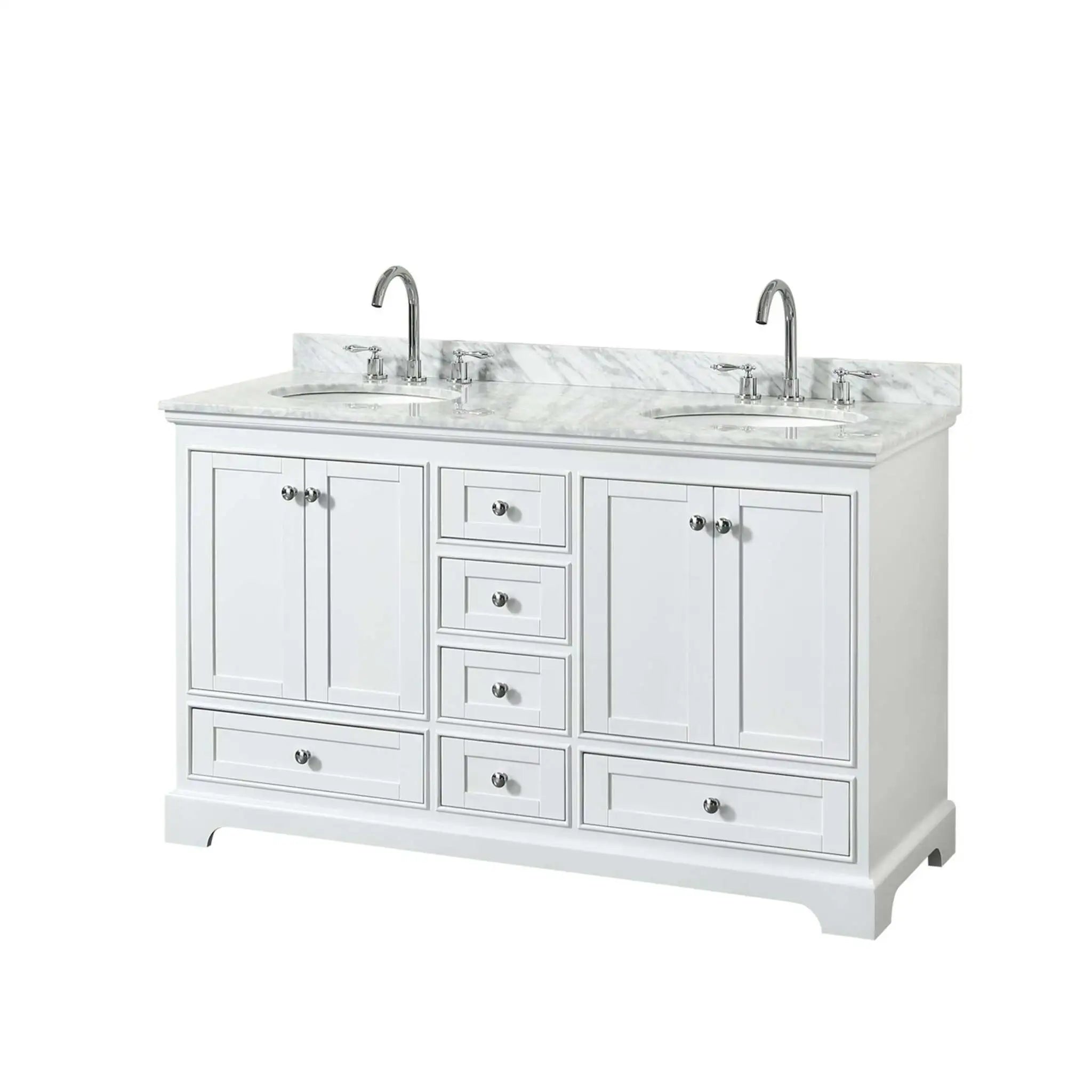 60" Deborah Double Bathroom Vanity in White with Polished Chrome Trim by Wyndham