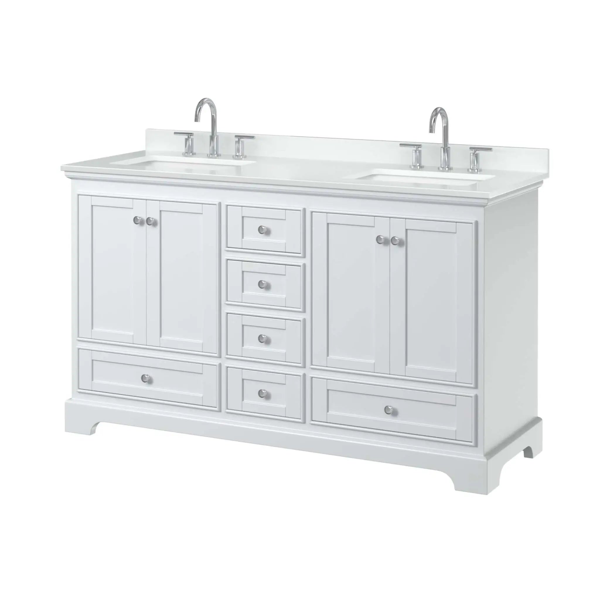 60" Deborah Double Bathroom Vanity in White with Polished Chrome Trim by Wyndham