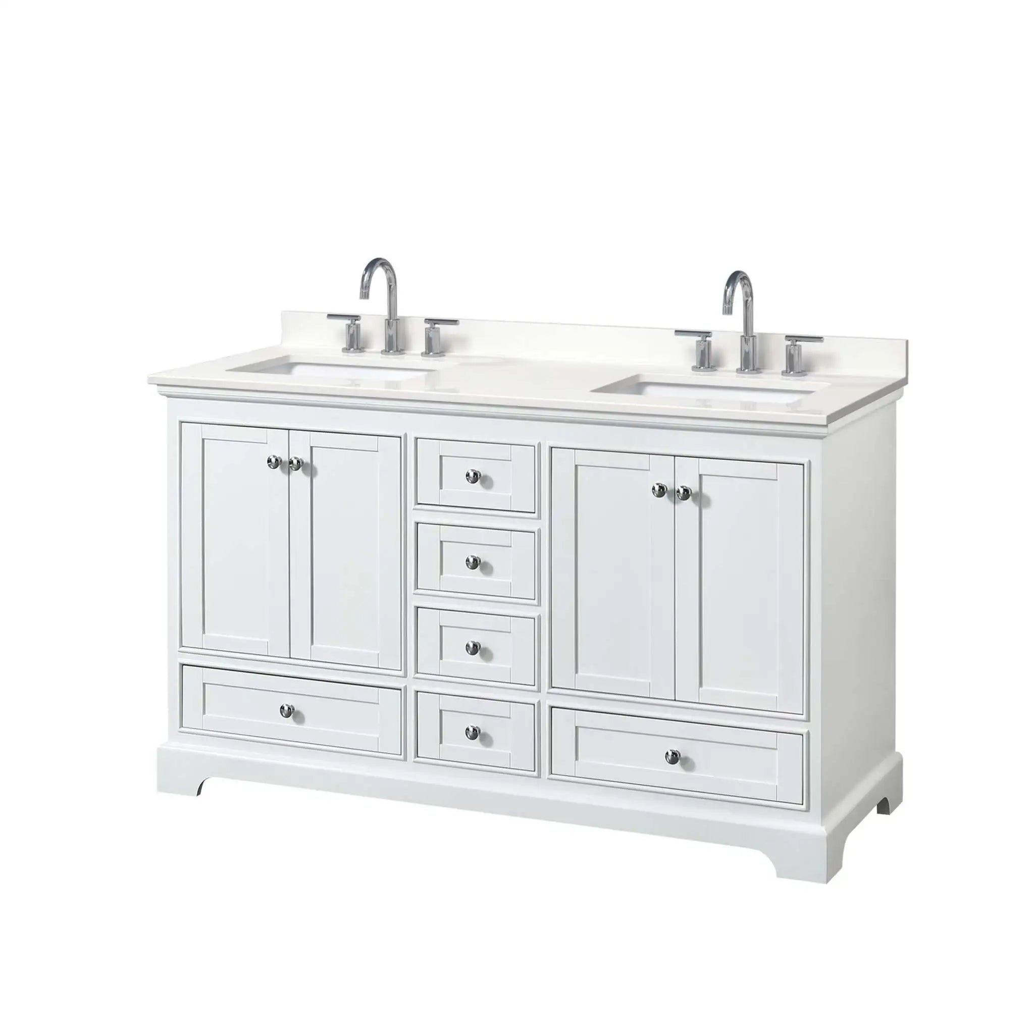 60" Deborah Double Bathroom Vanity in White with Polished Chrome Trim by Wyndham