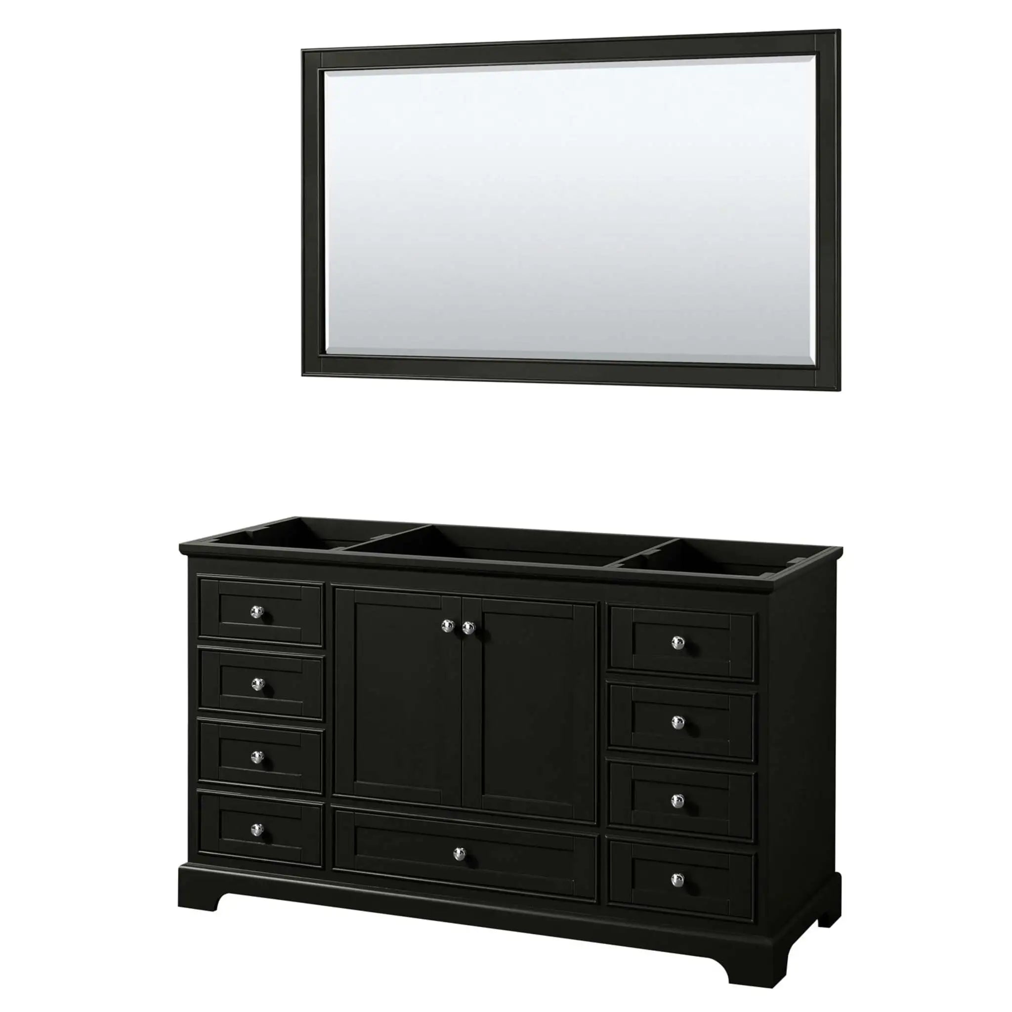 60" Deborah Single Bathroom Vanity in Dark Espresso with Polished Chrome Trim & 58" Mirror by Wyndham