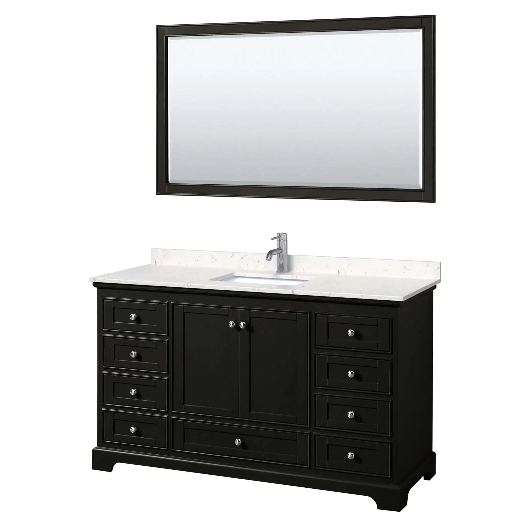 60" Deborah Single Bathroom Vanity in Dark Espresso with Polished Chrome Trim & 58" Mirror by Wyndham