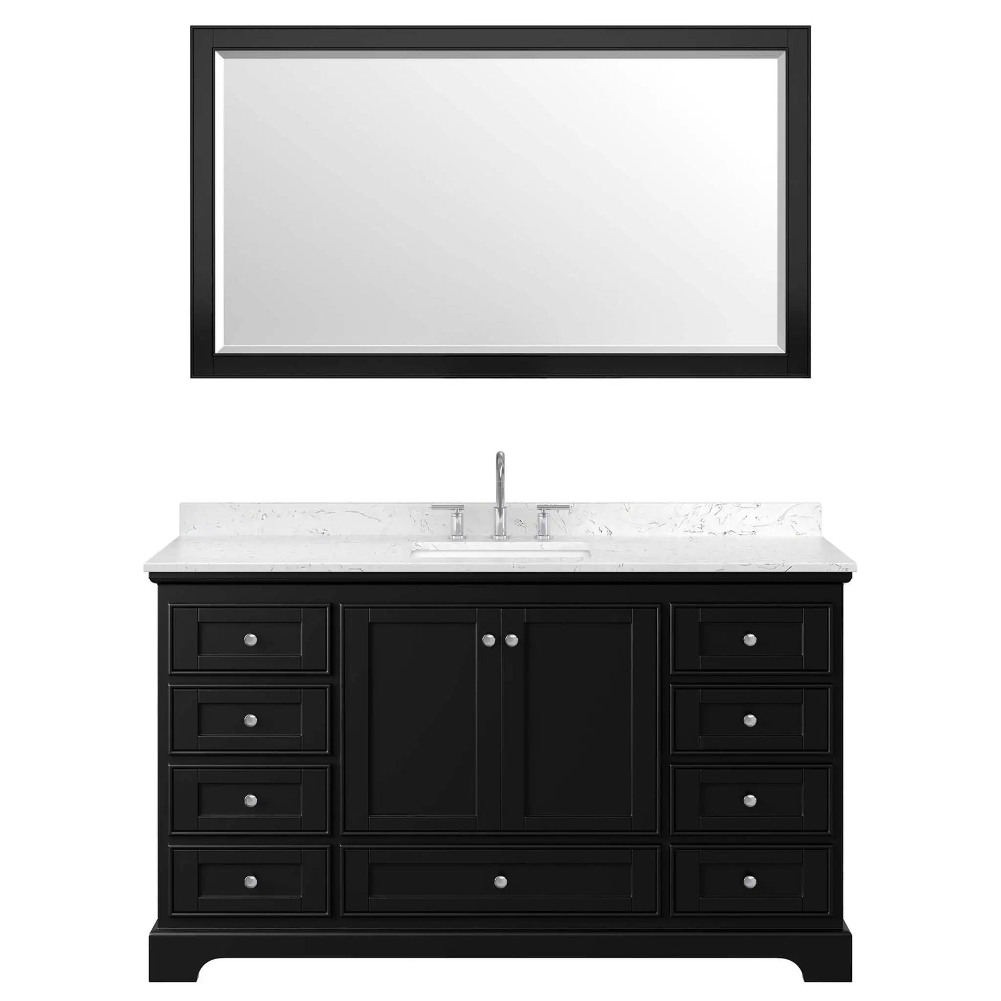 60" Deborah Single Bathroom Vanity in Dark Espresso with Polished Chrome Trim & 58" Mirror by Wyndham