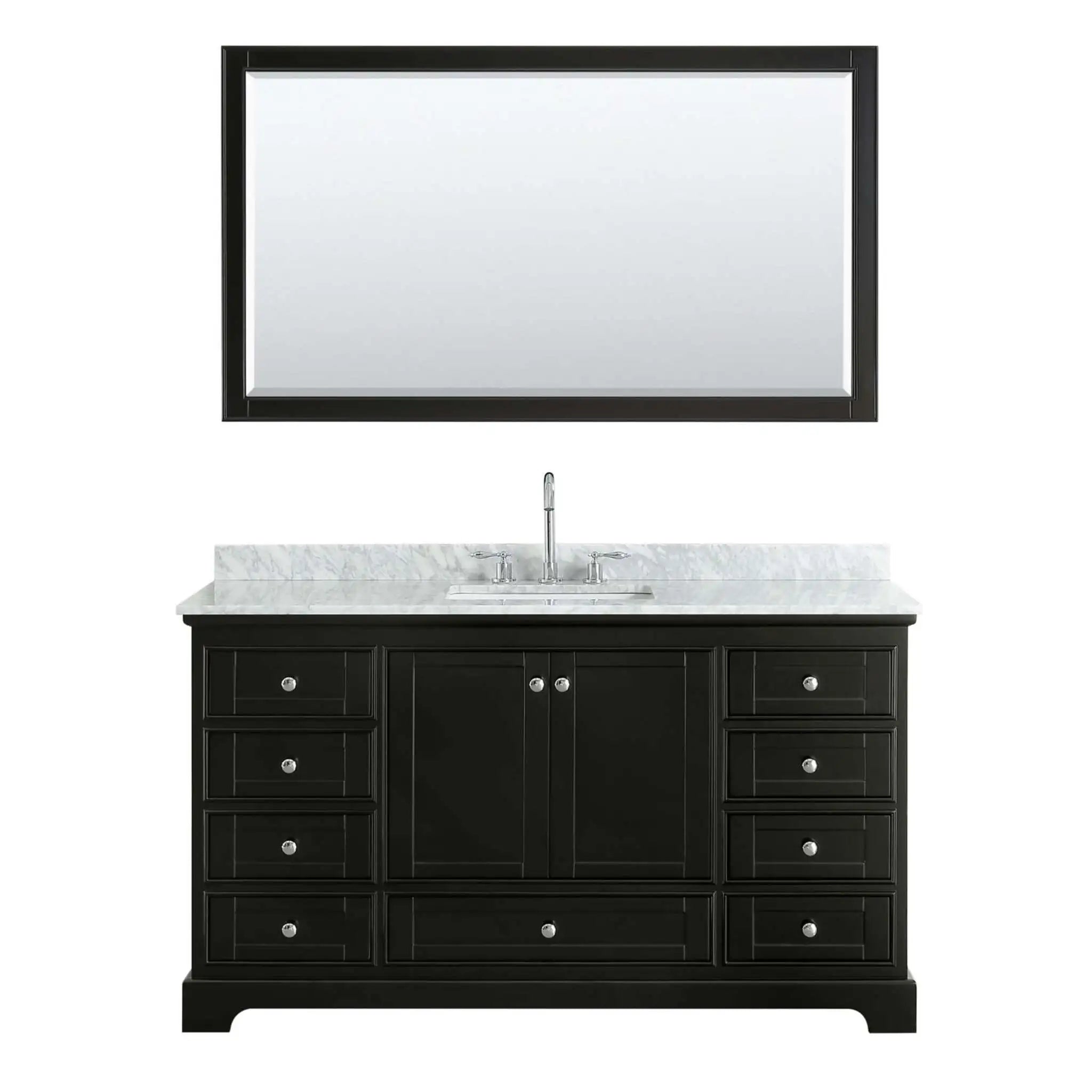 60" Deborah Single Bathroom Vanity in Dark Espresso with Polished Chrome Trim & 58" Mirror by Wyndham