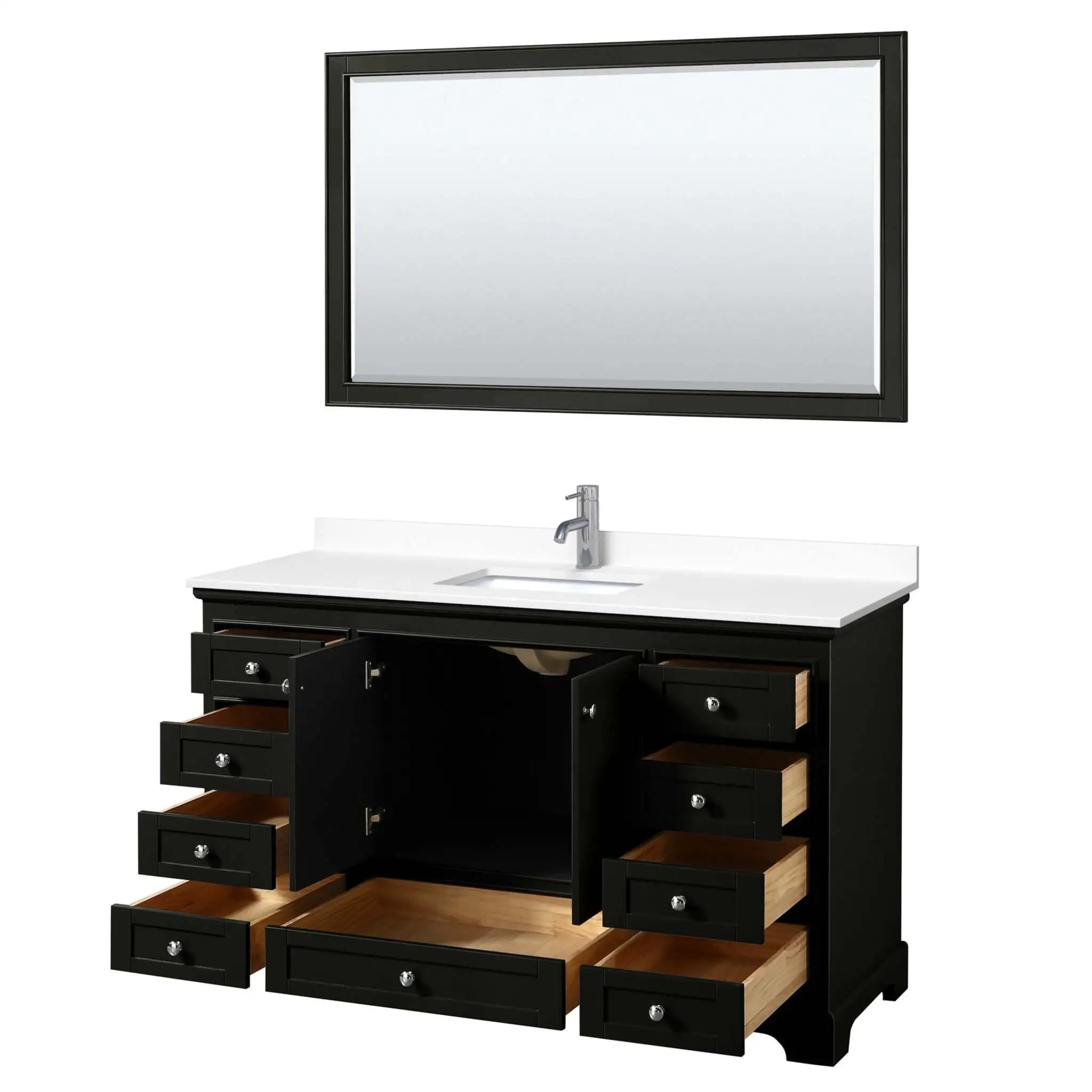 60" Deborah Single Bathroom Vanity in Dark Espresso with Polished Chrome Trim & 58" Mirror by Wyndham