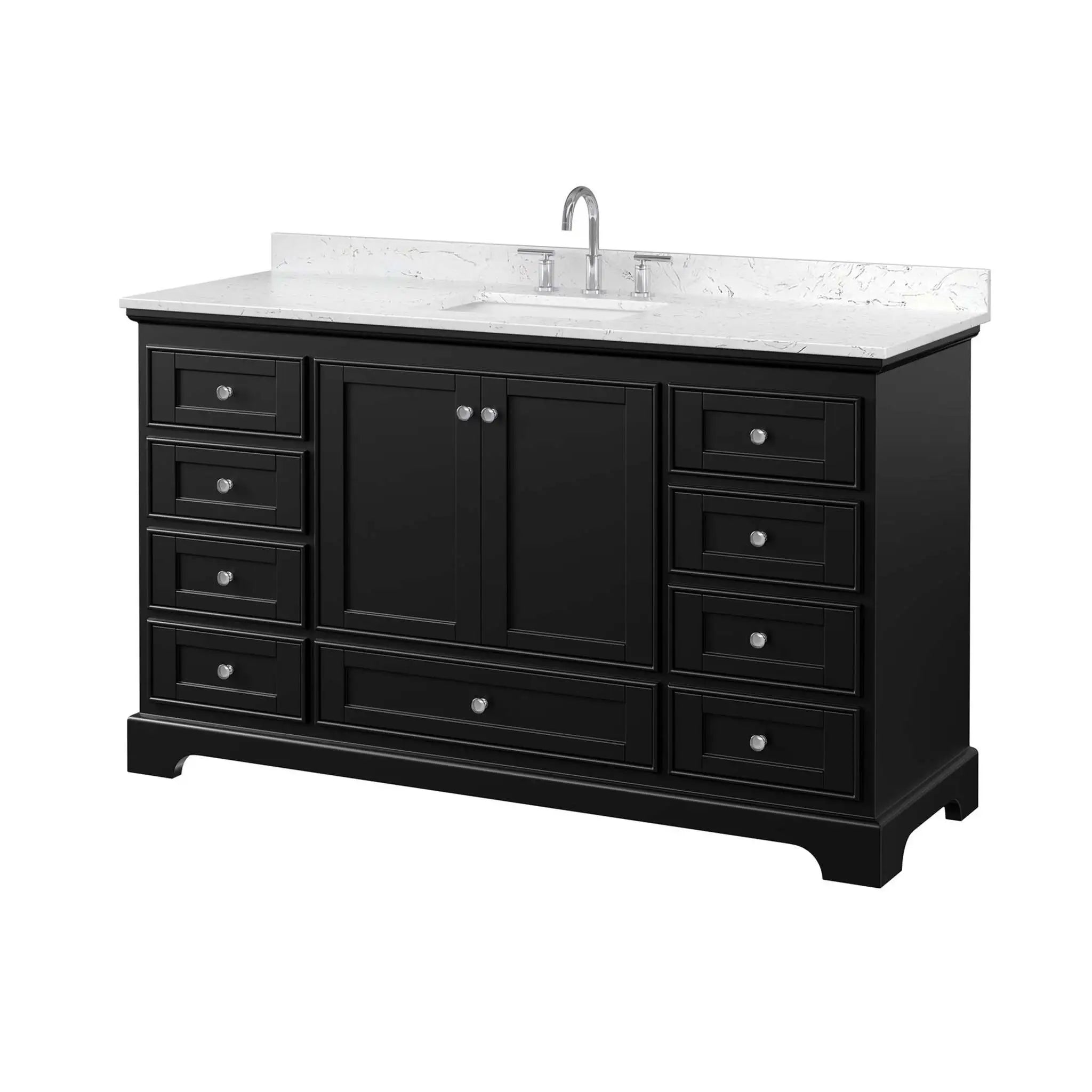 60" Deborah Single Bathroom Vanity in Dark Espresso with Polished Chrome Trim by Wyndham