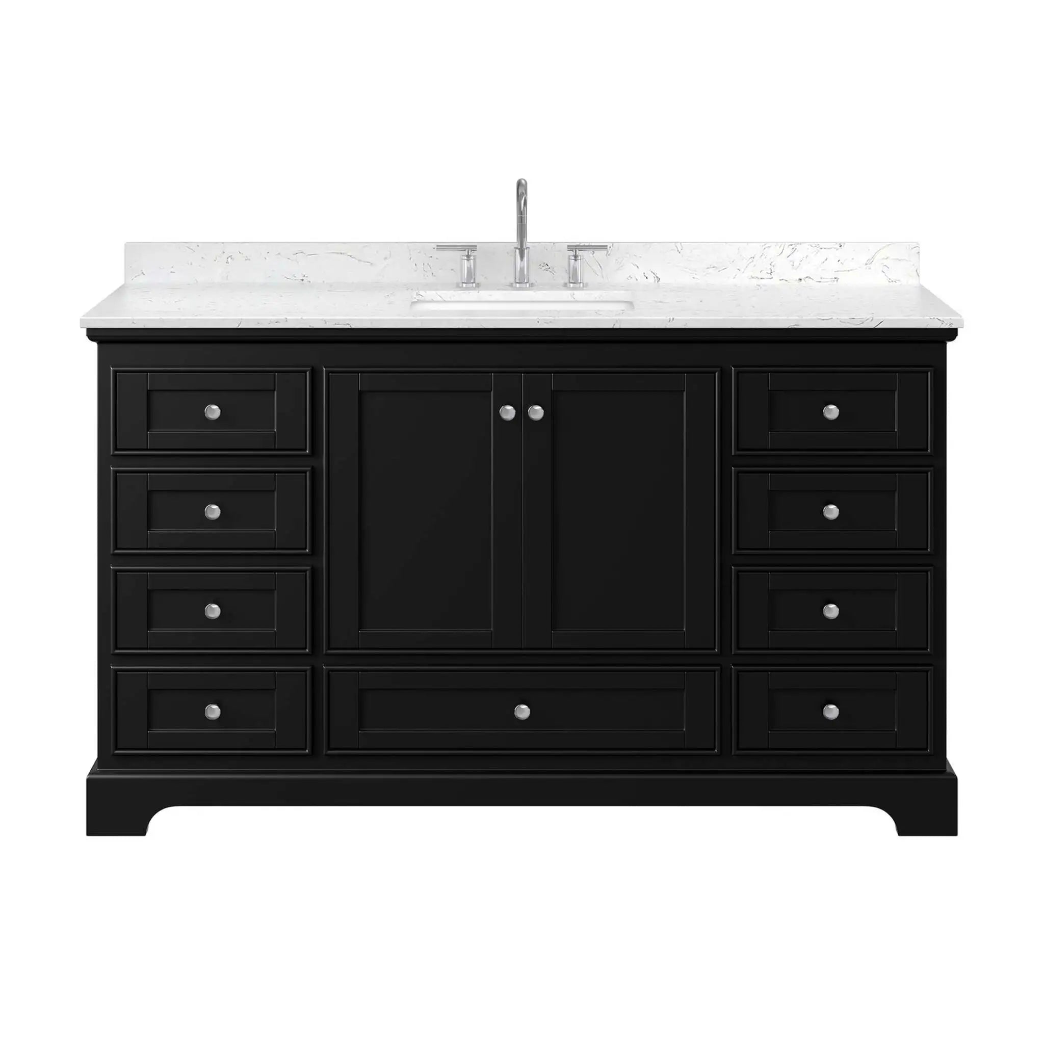 60" Deborah Single Bathroom Vanity in Dark Espresso with Polished Chrome Trim by Wyndham