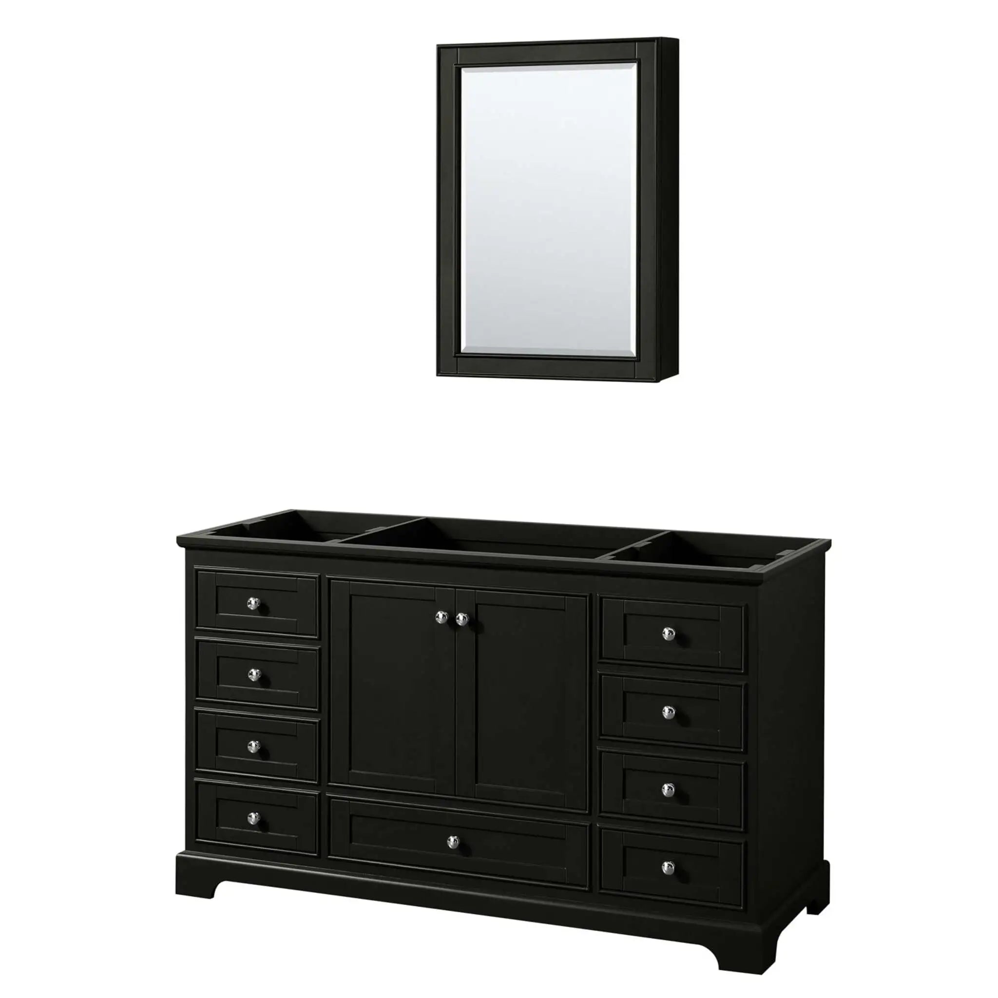 60" Deborah Single Bathroom Vanity in Dark Espresso with Polished Chrome Trim & Medicine Cabinet by Wyndham