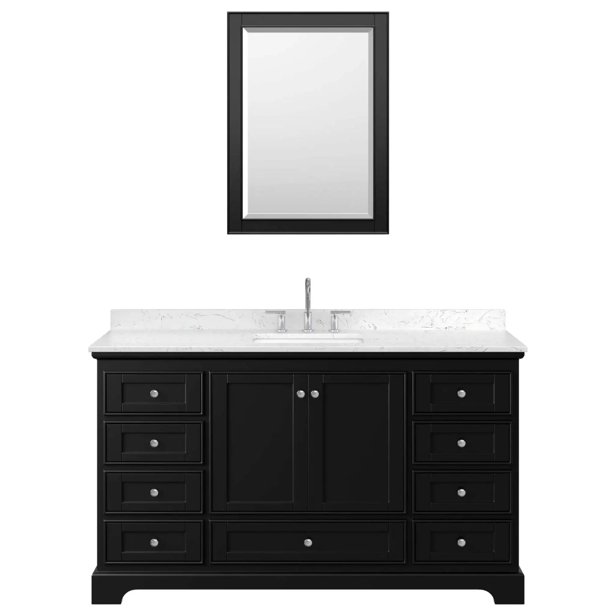 60" Deborah Single Bathroom Vanity in Dark Espresso with Polished Chrome Trim & Medicine Cabinet by Wyndham