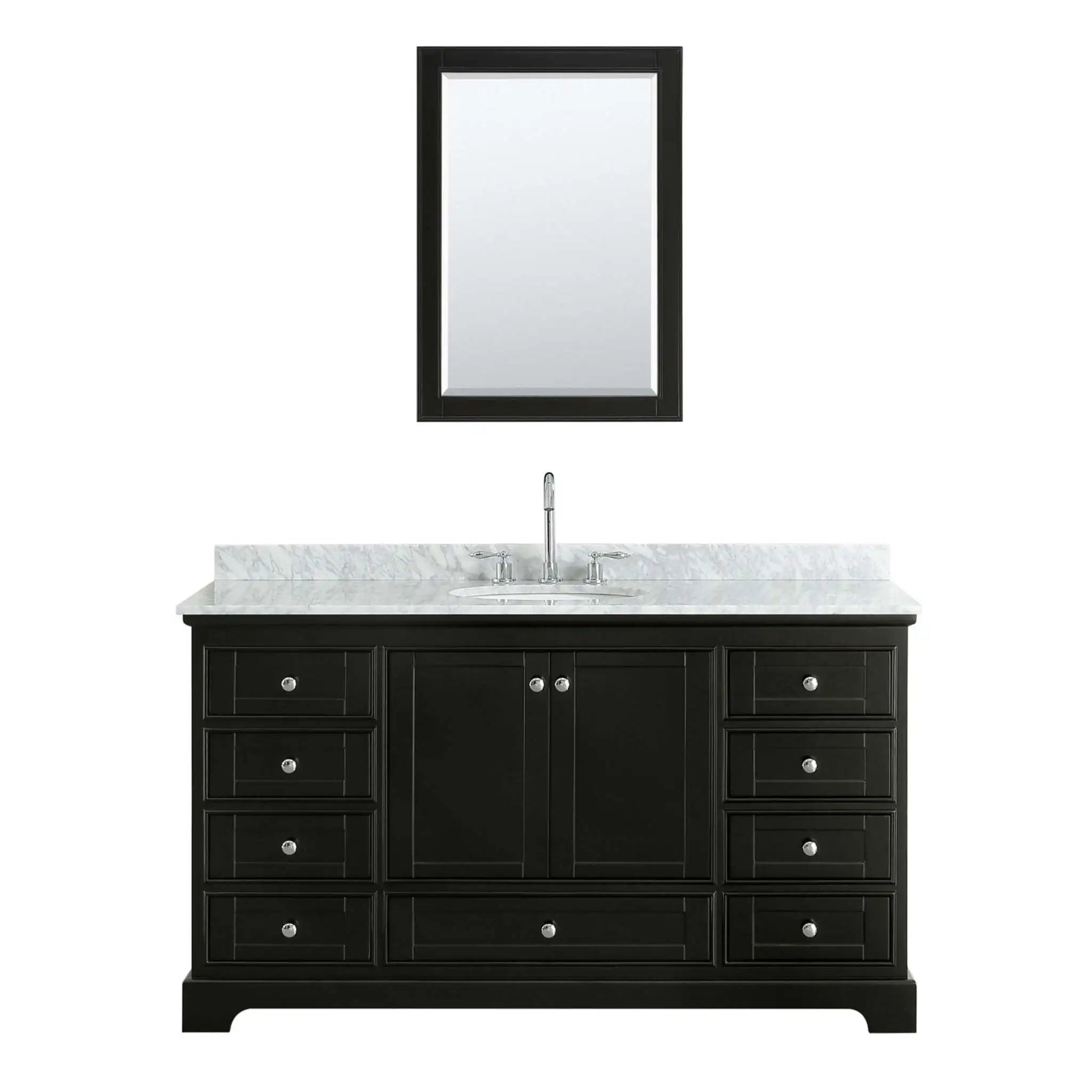 60" Deborah Single Bathroom Vanity in Dark Espresso with Polished Chrome Trim & Medicine Cabinet by Wyndham