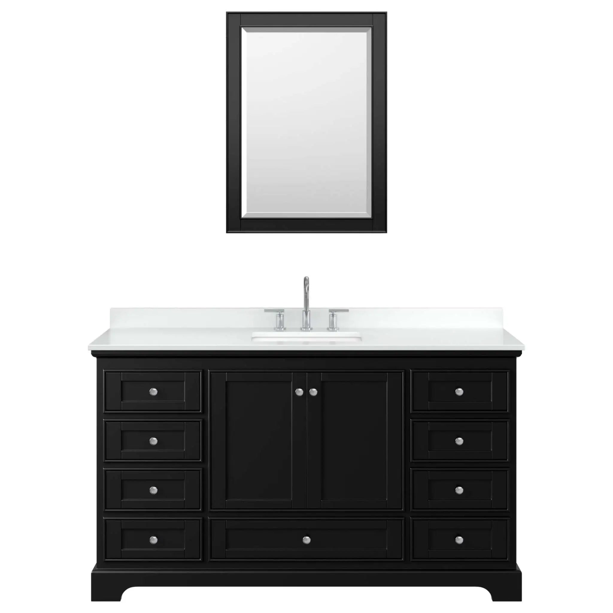 60" Deborah Single Bathroom Vanity in Dark Espresso with Polished Chrome Trim & Medicine Cabinet by Wyndham