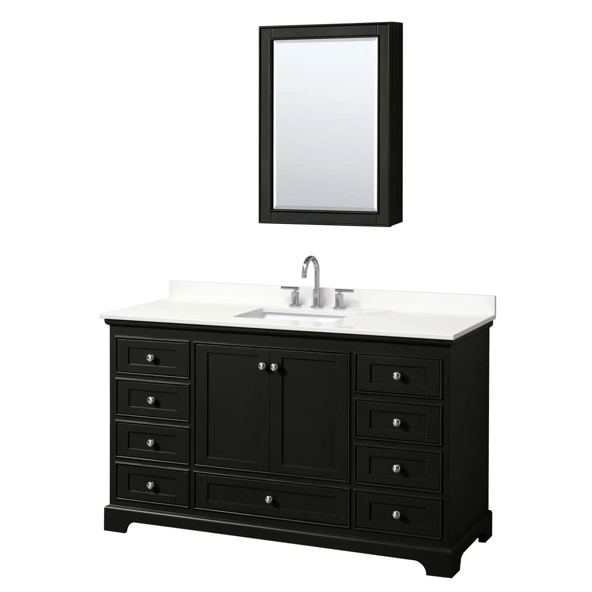 60" Deborah Single Bathroom Vanity in Dark Espresso with Polished Chrome Trim & Medicine Cabinet by Wyndham