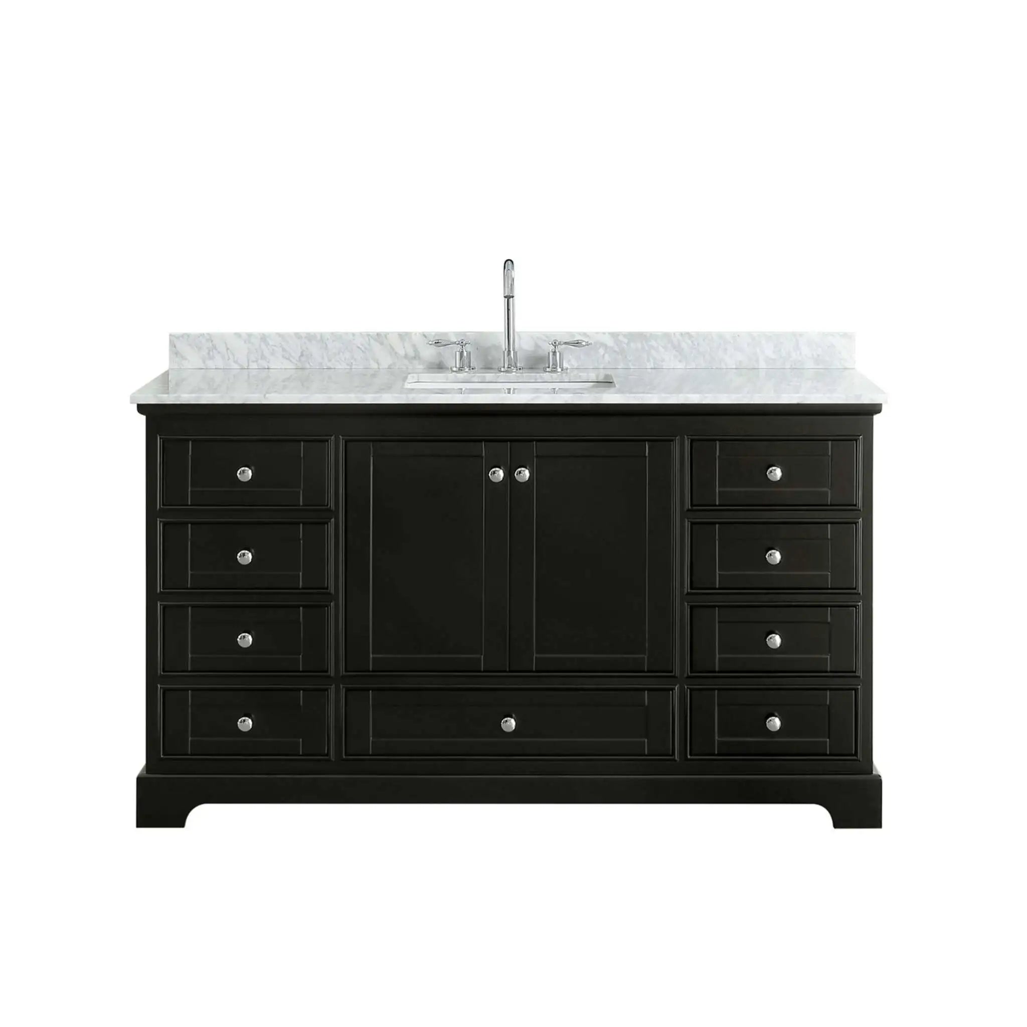 60" Deborah Single Bathroom Vanity in Dark Espresso with Polished Chrome Trim by Wyndham