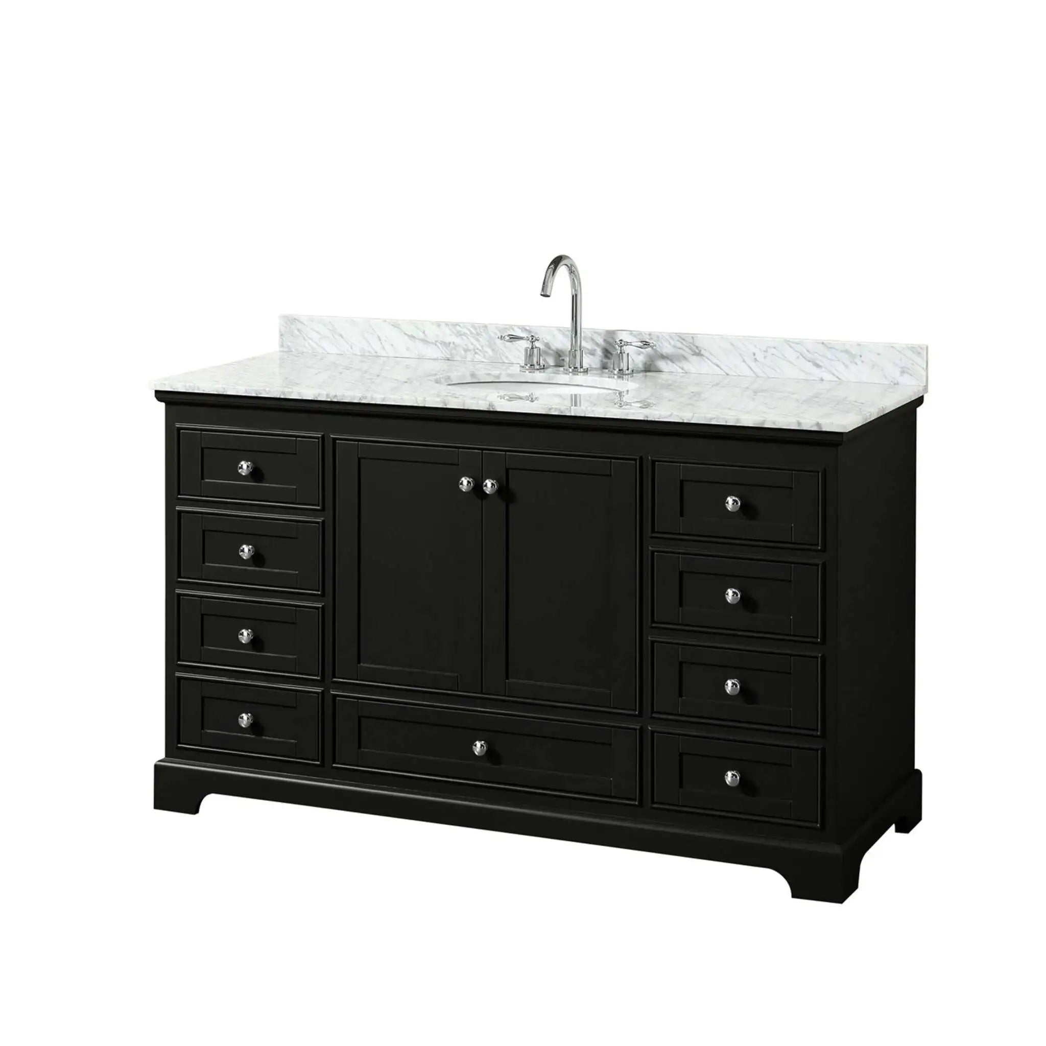 60" Deborah Single Bathroom Vanity in Dark Espresso with Polished Chrome Trim by Wyndham