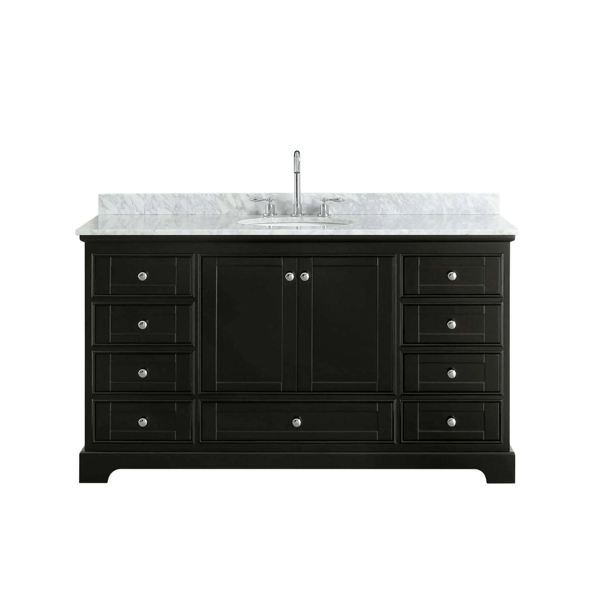60" Deborah Single Bathroom Vanity in Dark Espresso with Polished Chrome Trim by Wyndham