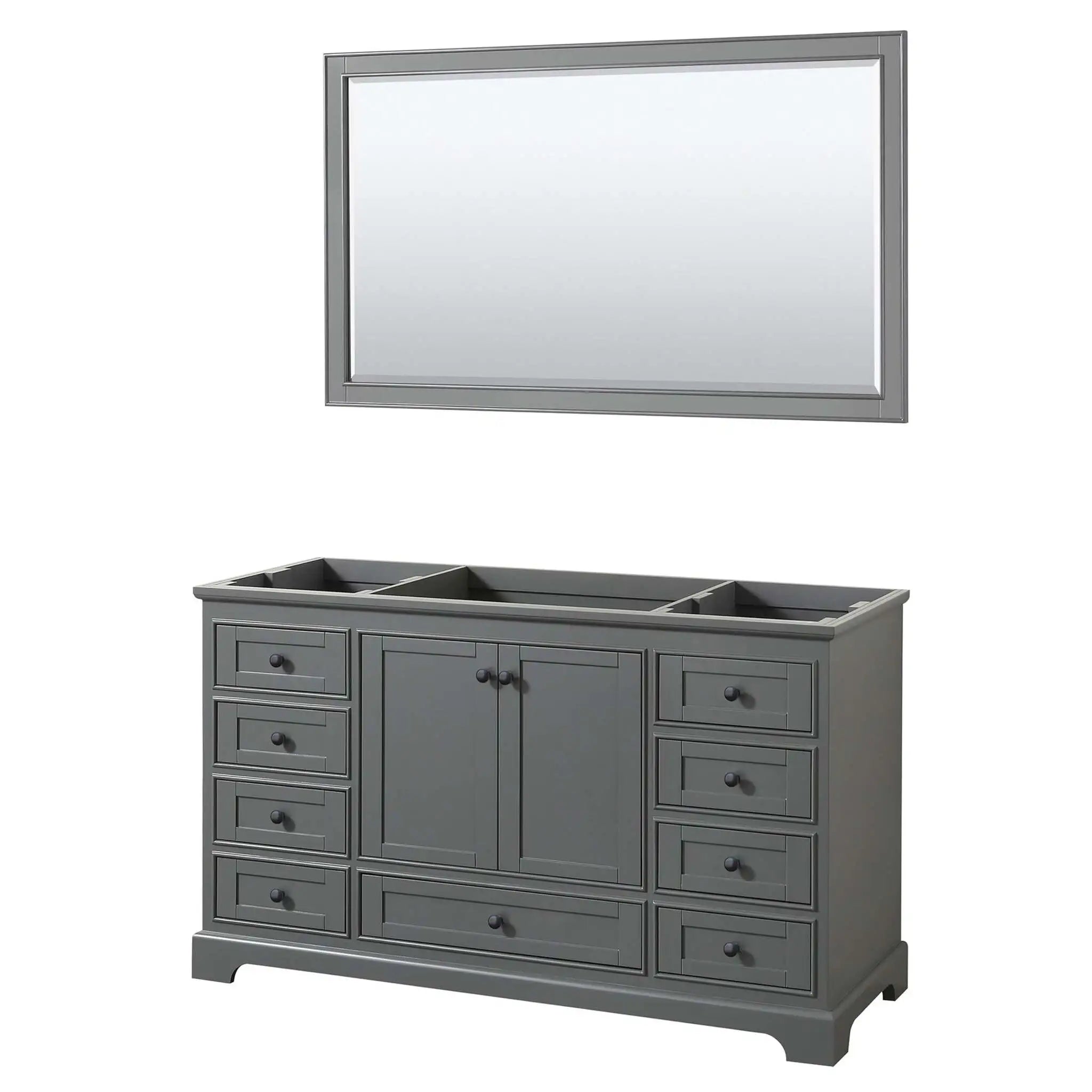 60" Deborah Single Bathroom Vanity in Dark Gray with Matte Black Trim & 58" Mirror by Wyndham