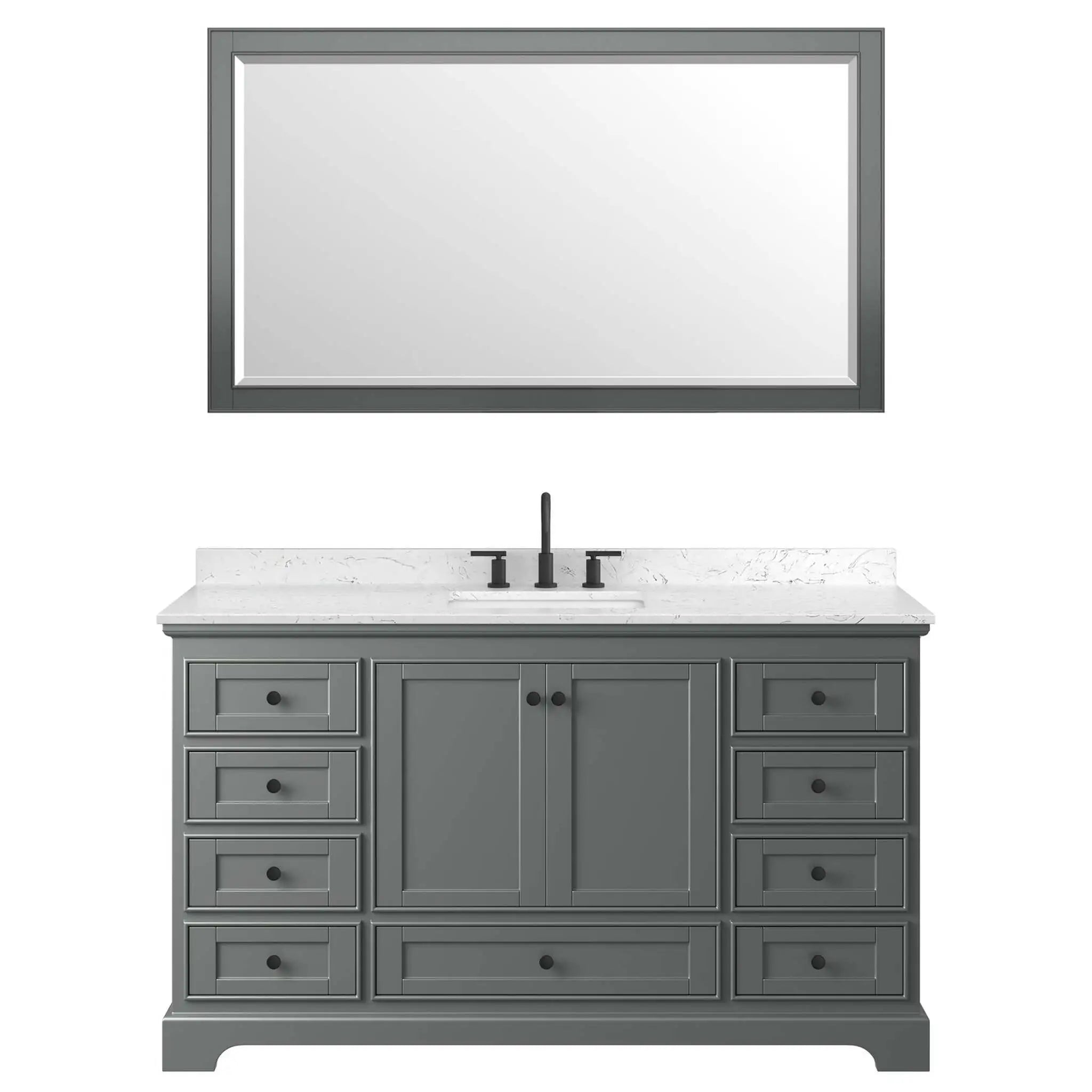 60" Deborah Single Bathroom Vanity in Dark Gray with Matte Black Trim & 58" Mirror by Wyndham