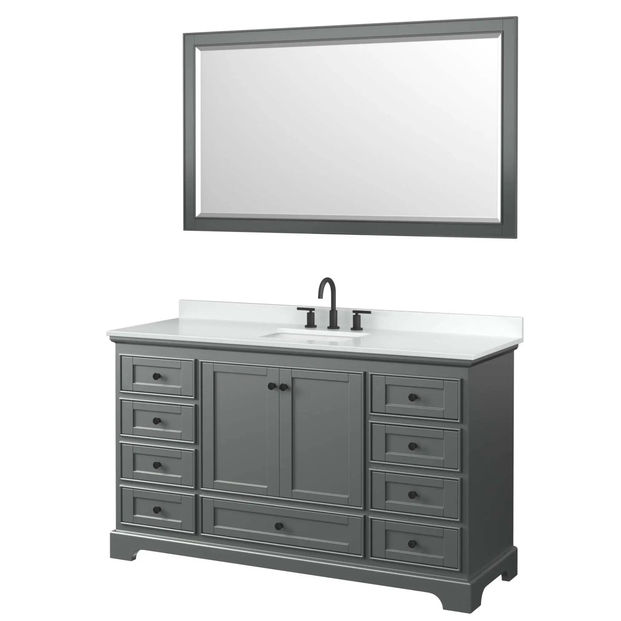 60" Deborah Single Bathroom Vanity in Dark Gray with Matte Black Trim & 58" Mirror by Wyndham