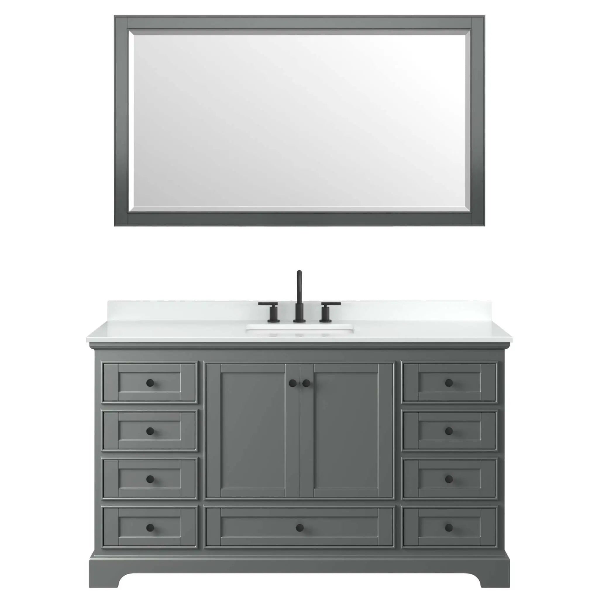60" Deborah Single Bathroom Vanity in Dark Gray with Matte Black Trim & 58" Mirror by Wyndham