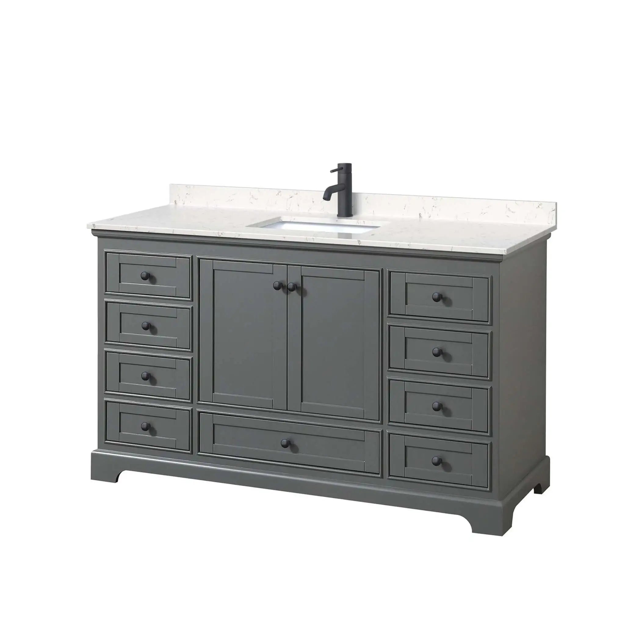 60" Deborah Single Bathroom Vanity in Dark Gray with Matte Black Trim by Wyndham