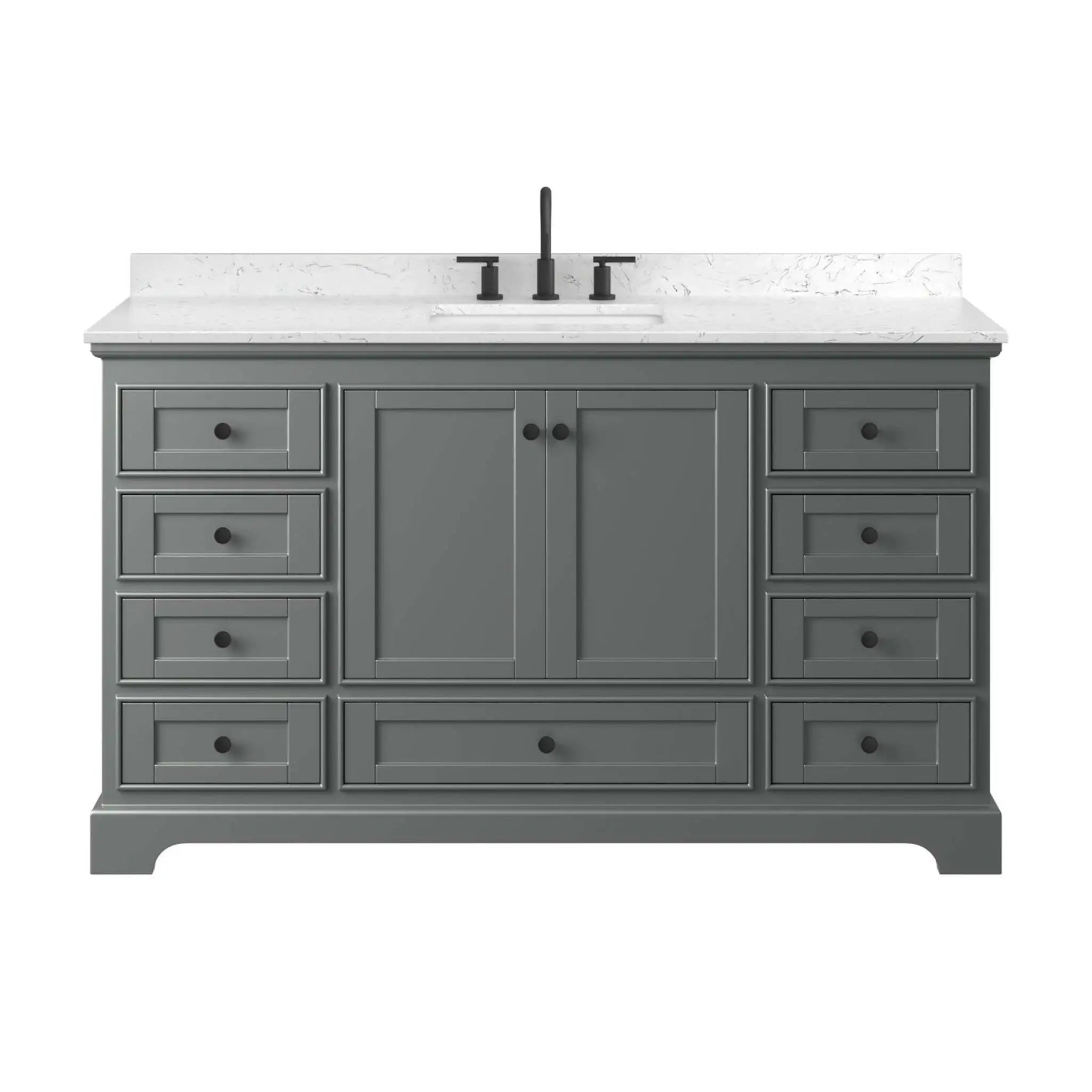 60" Deborah Single Bathroom Vanity in Dark Gray with Matte Black Trim by Wyndham