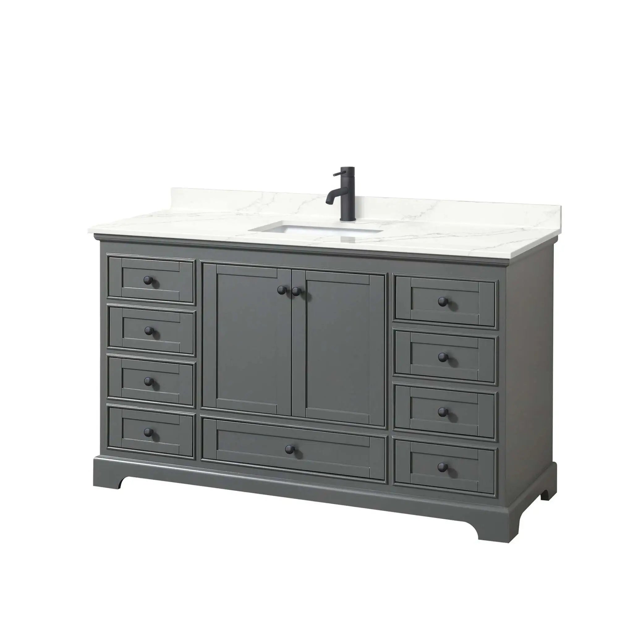 60" Deborah Single Bathroom Vanity in Dark Gray with Matte Black Trim by Wyndham