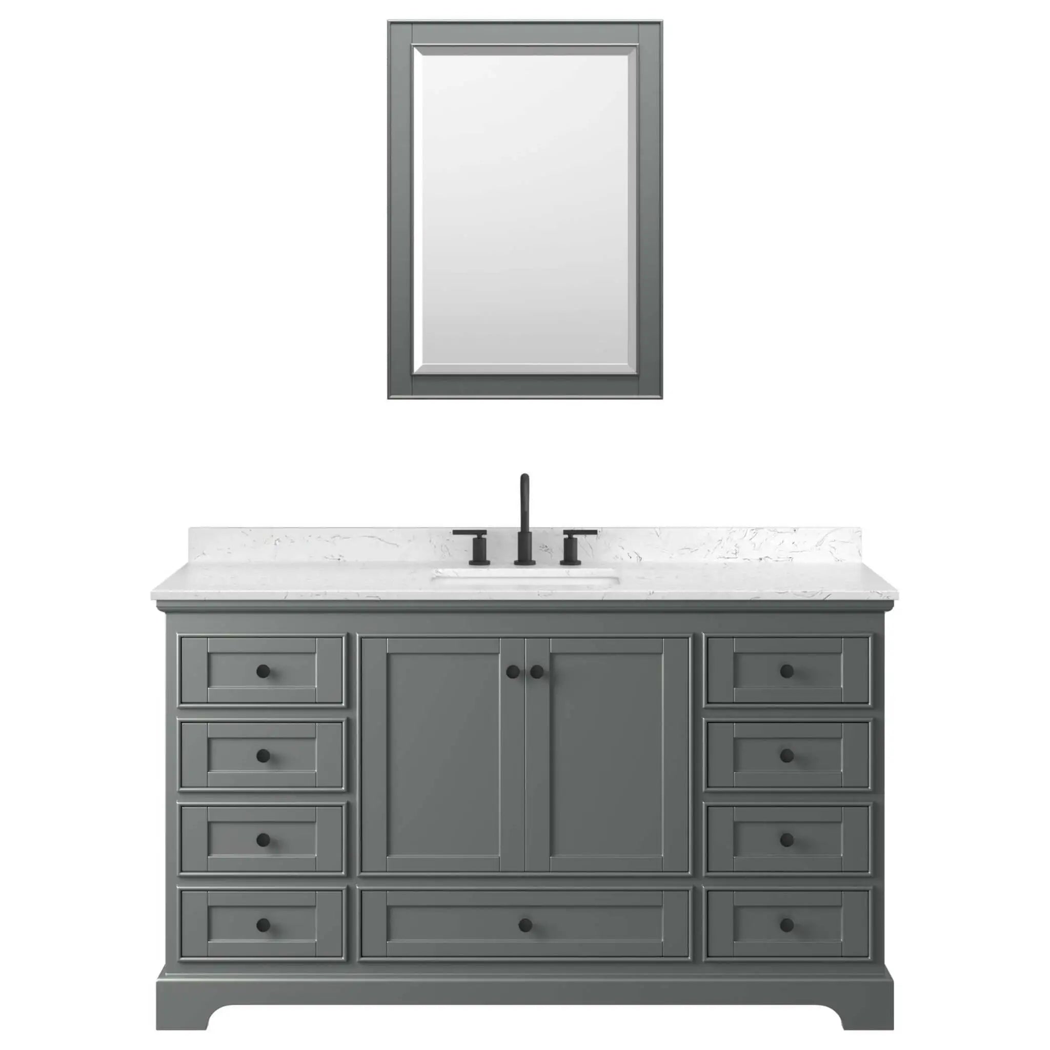 60" Deborah Single Bathroom Vanity in Dark Gray with Matte Black Trim & Medicine Cabinet by Wyndham