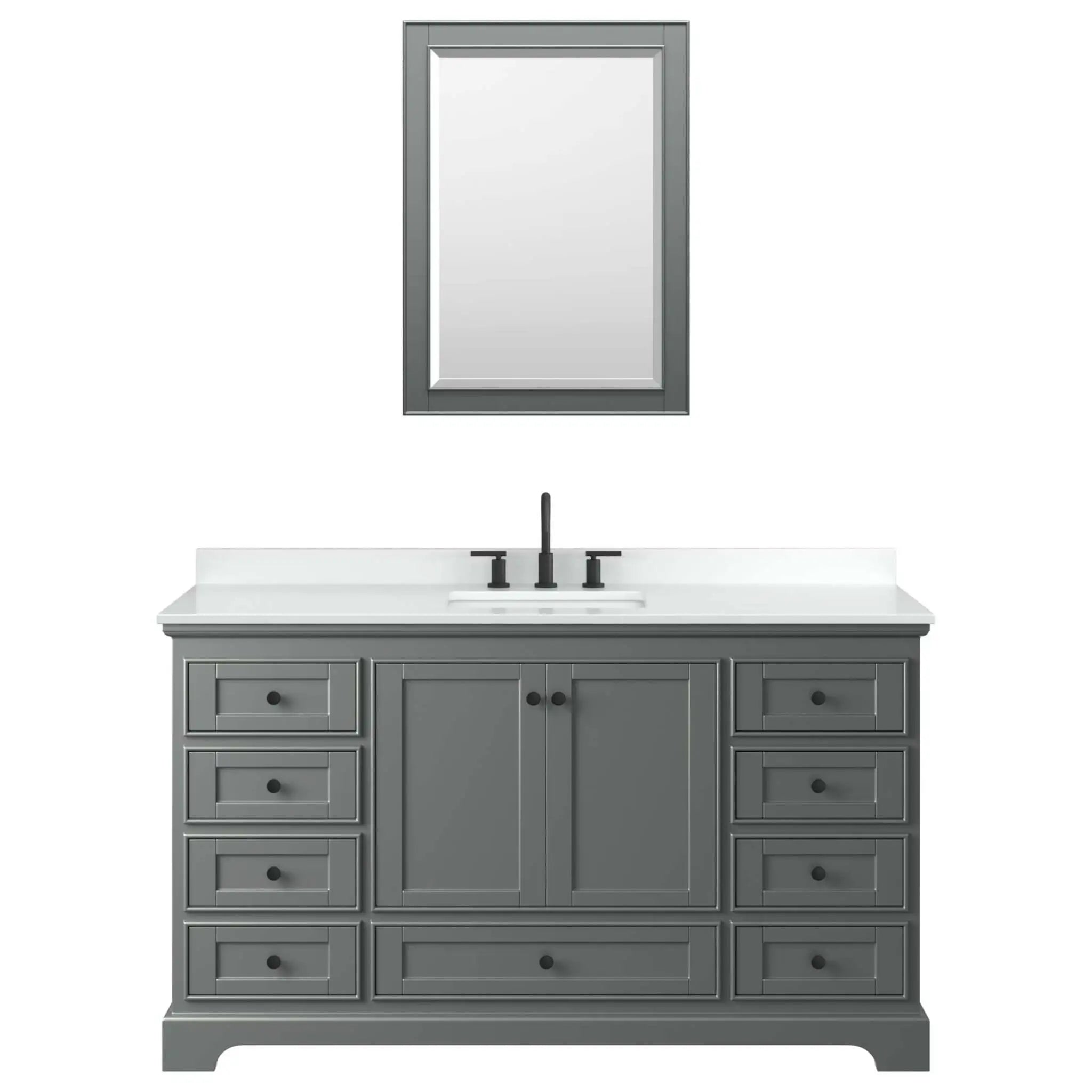 60" Deborah Single Bathroom Vanity in Dark Gray with Matte Black Trim & Medicine Cabinet by Wyndham