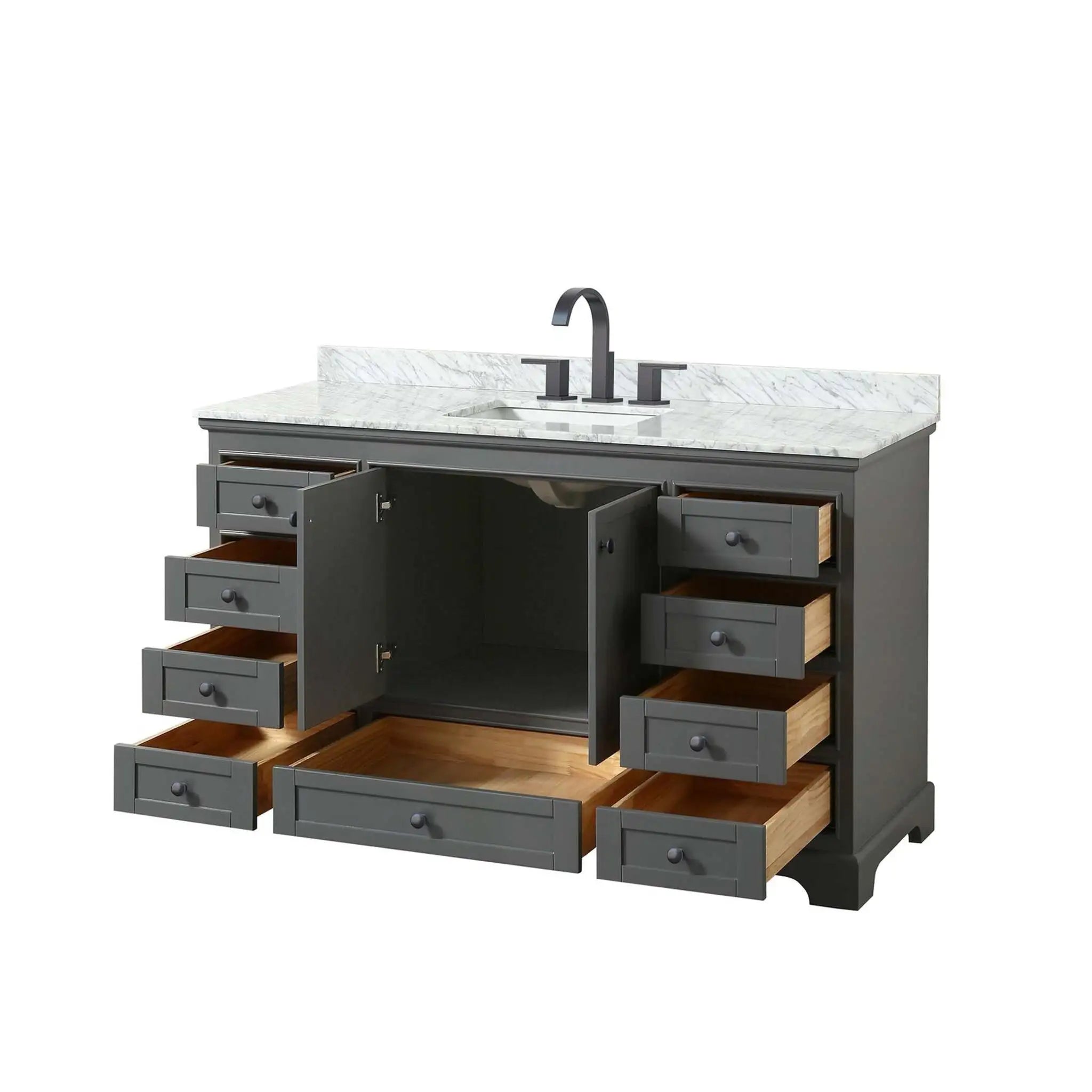 60" Deborah Single Bathroom Vanity in Dark Gray with Matte Black Trim by Wyndham