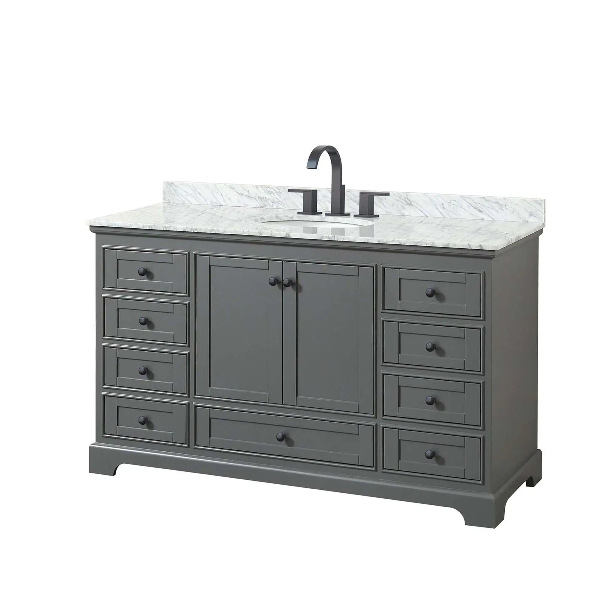 60" Deborah Single Bathroom Vanity in Dark Gray with Matte Black Trim by Wyndham