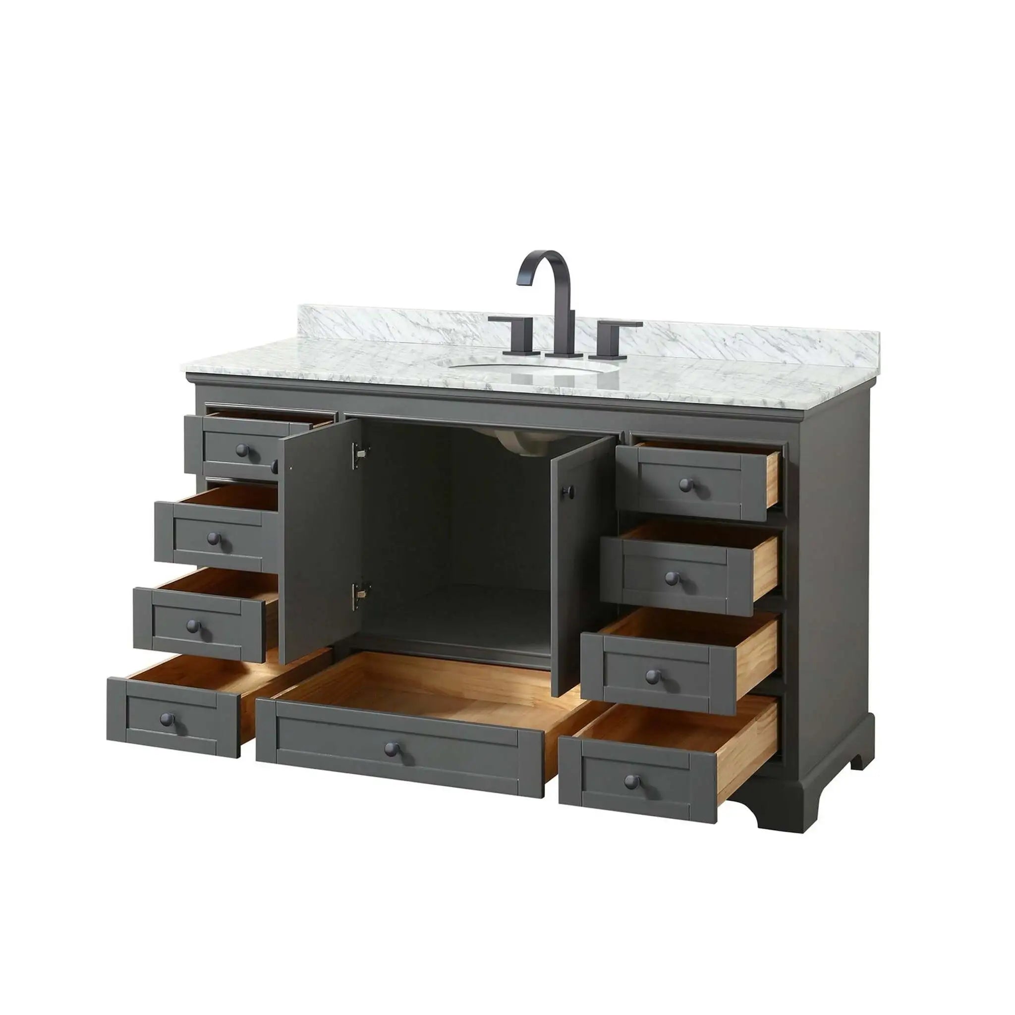 60" Deborah Single Bathroom Vanity in Dark Gray with Matte Black Trim by Wyndham