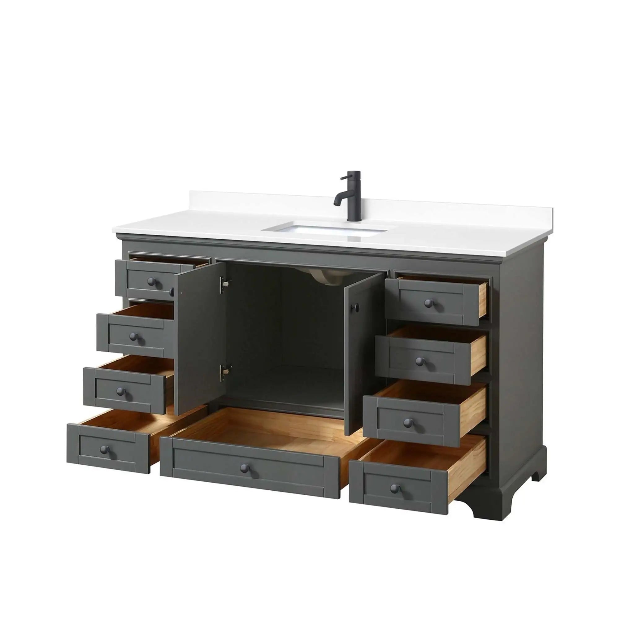 60" Deborah Single Bathroom Vanity in Dark Gray with Matte Black Trim by Wyndham