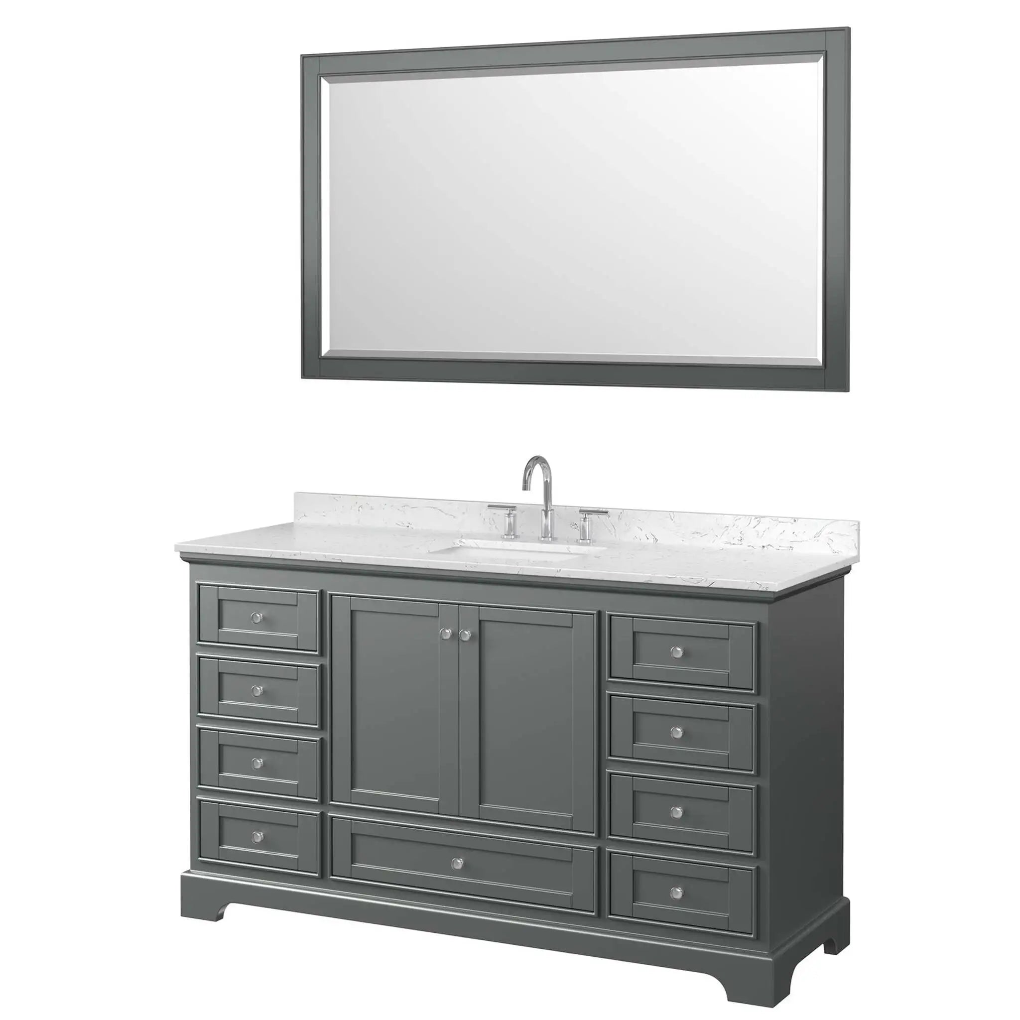 60" Deborah Single Bathroom Vanity in Dark Gray with Polished Chrome Trim & 58" Mirror by Wyndham