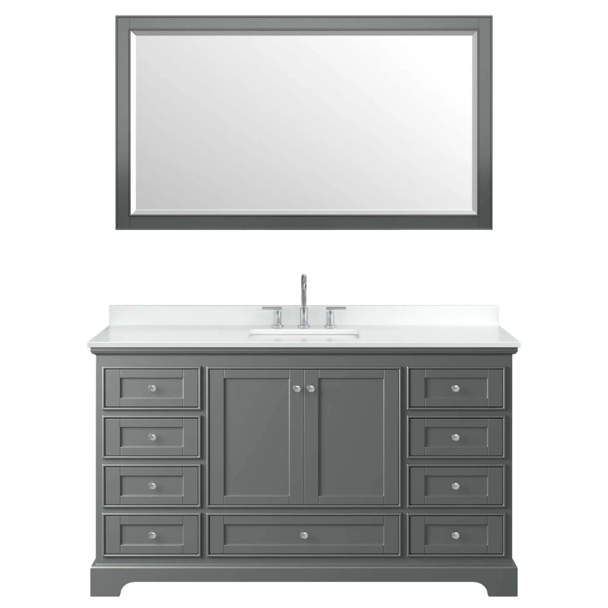 60" Deborah Single Bathroom Vanity in Dark Gray with Polished Chrome Trim & 58" Mirror by Wyndham