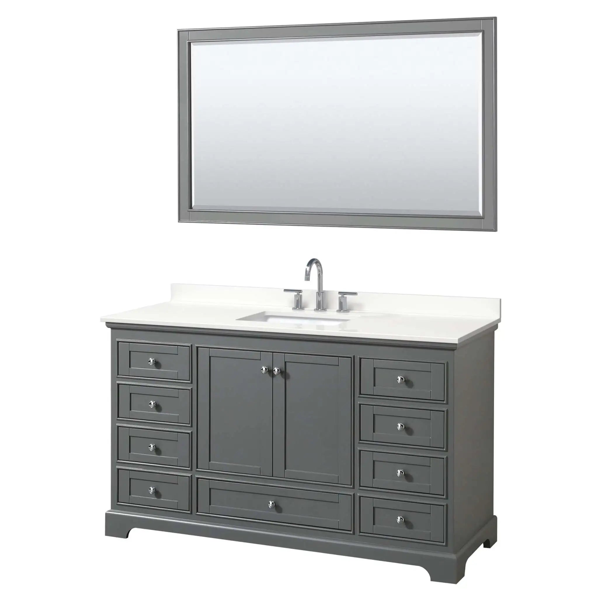 60" Deborah Single Bathroom Vanity in Dark Gray with Polished Chrome Trim & 58" Mirror by Wyndham