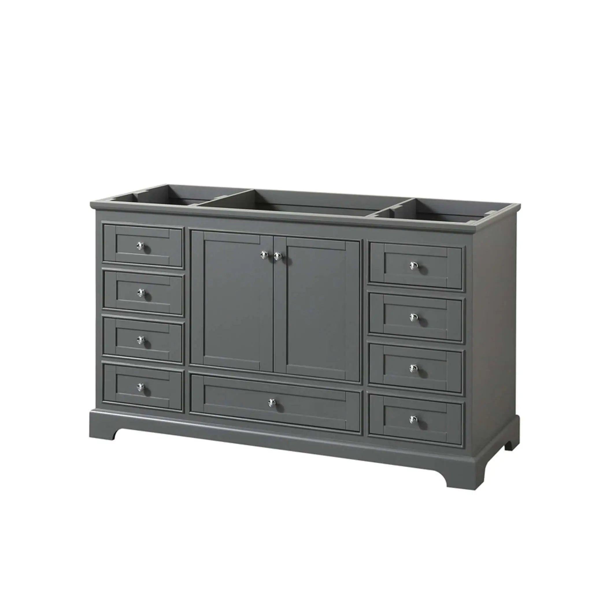 60" Deborah Single Bathroom Vanity in Dark Gray with Polished Chrome Trim by Wyndham