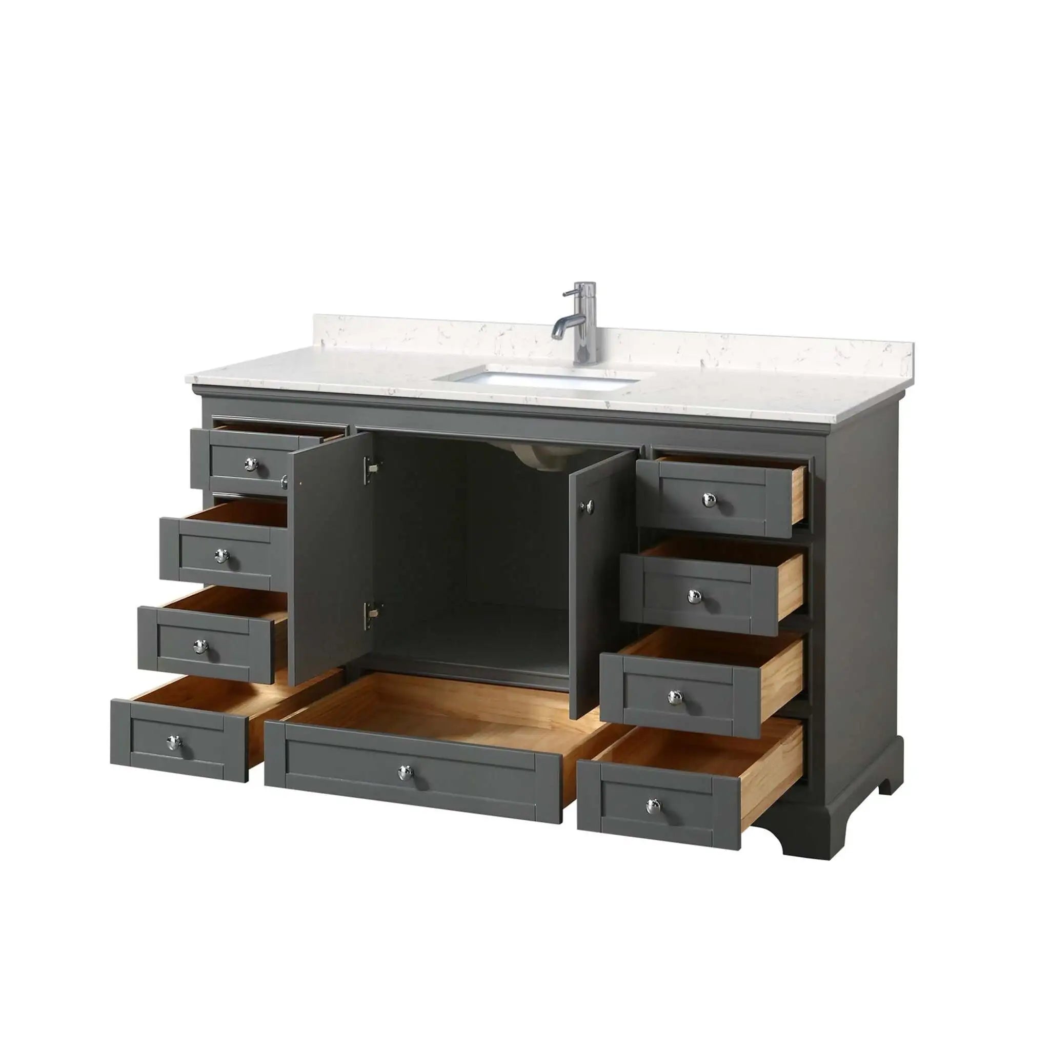 60" Deborah Single Bathroom Vanity in Dark Gray with Polished Chrome Trim by Wyndham