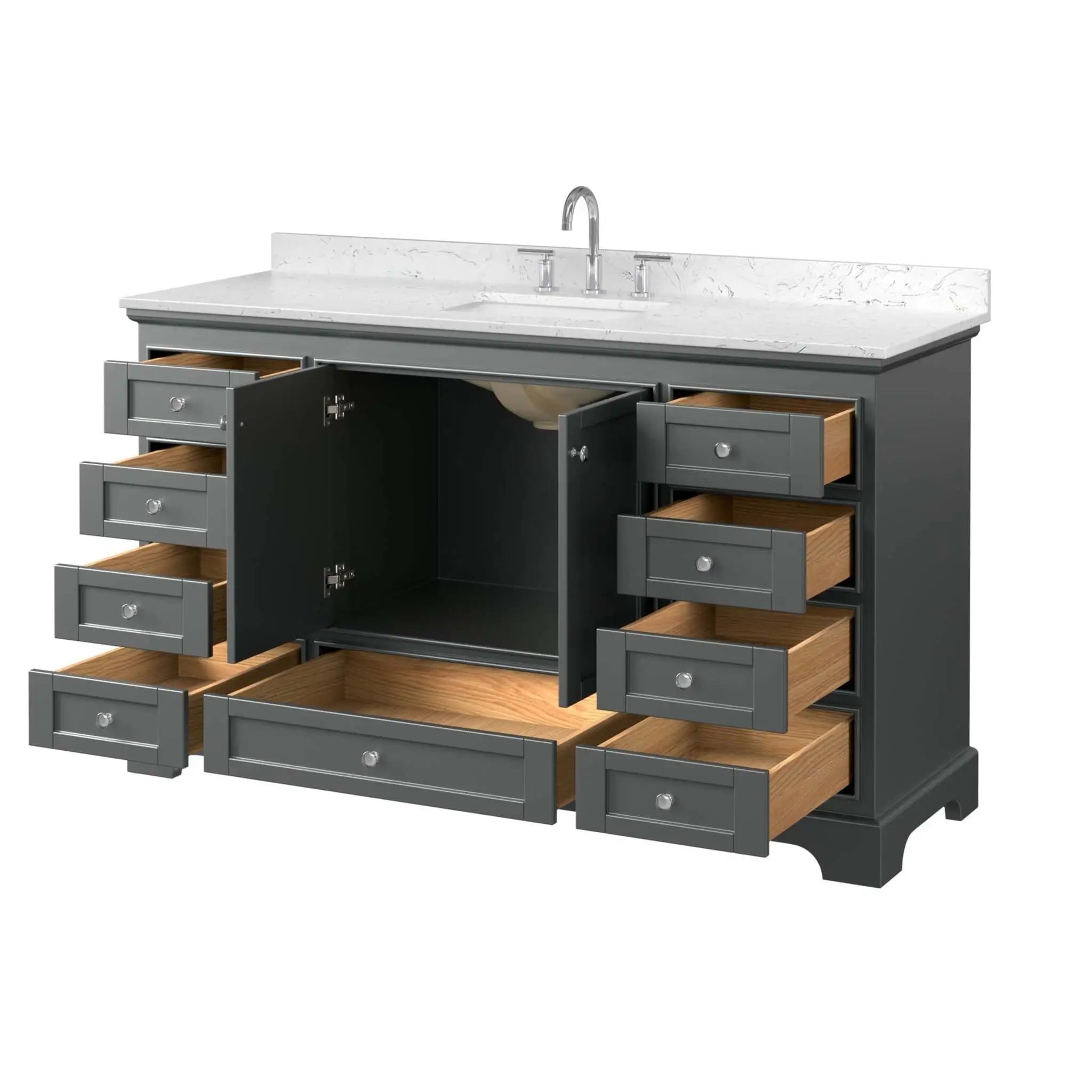 60" Deborah Single Bathroom Vanity in Dark Gray with Polished Chrome Trim by Wyndham