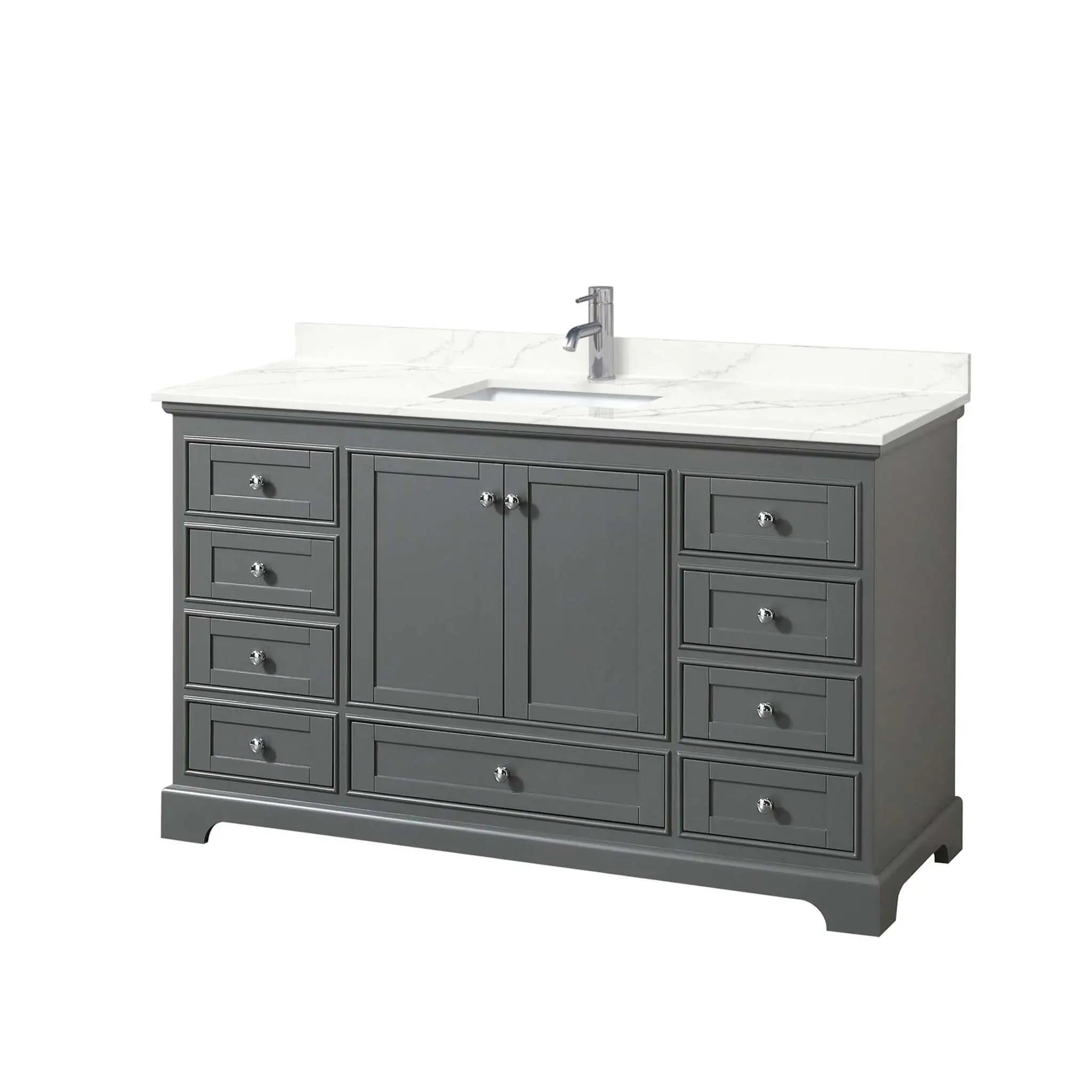 60" Deborah Single Bathroom Vanity in Dark Gray with Polished Chrome Trim by Wyndham