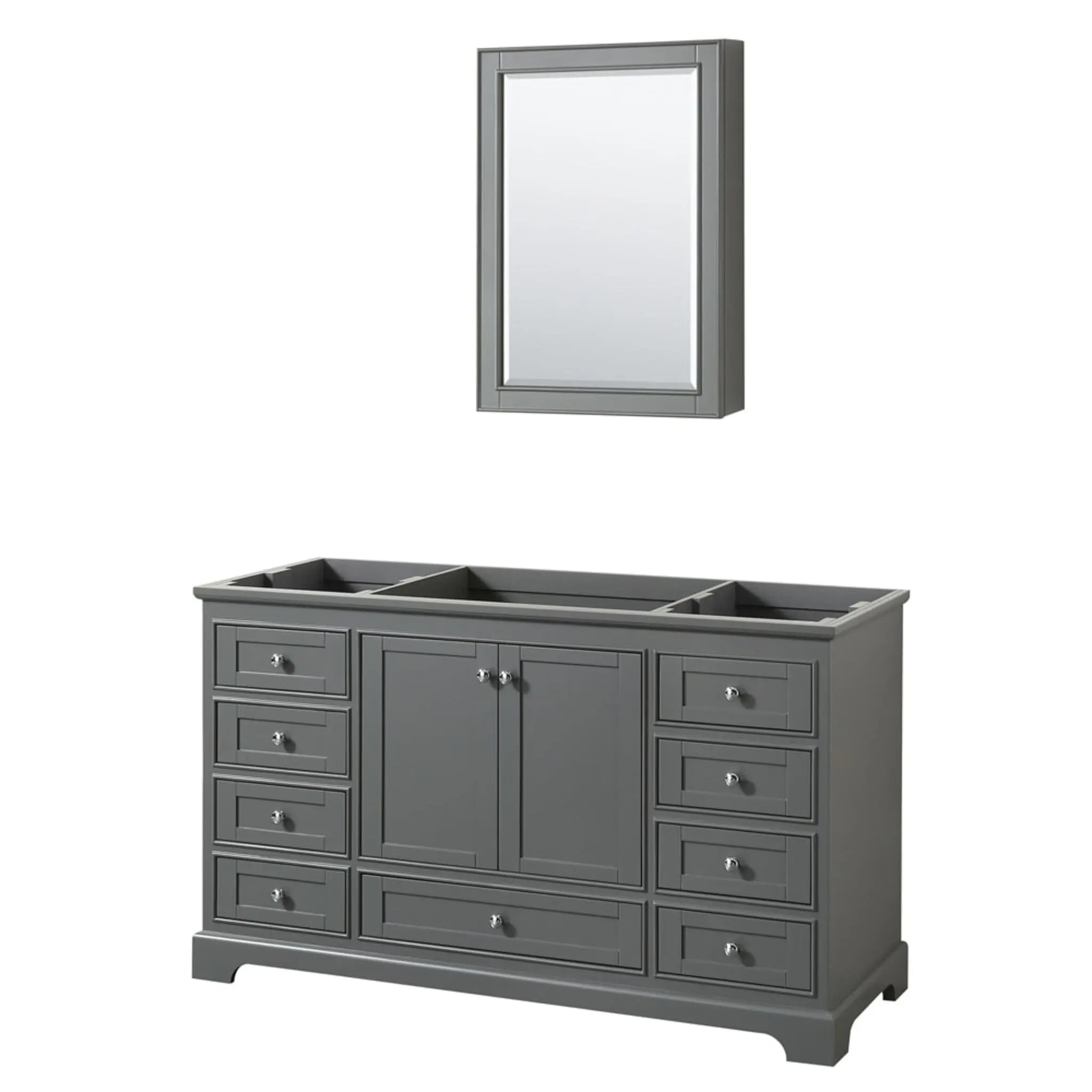 60" Deborah Single Bathroom Vanity in Dark Gray with Polished Chrome Trim & Medicine Cabinet by Wyndham