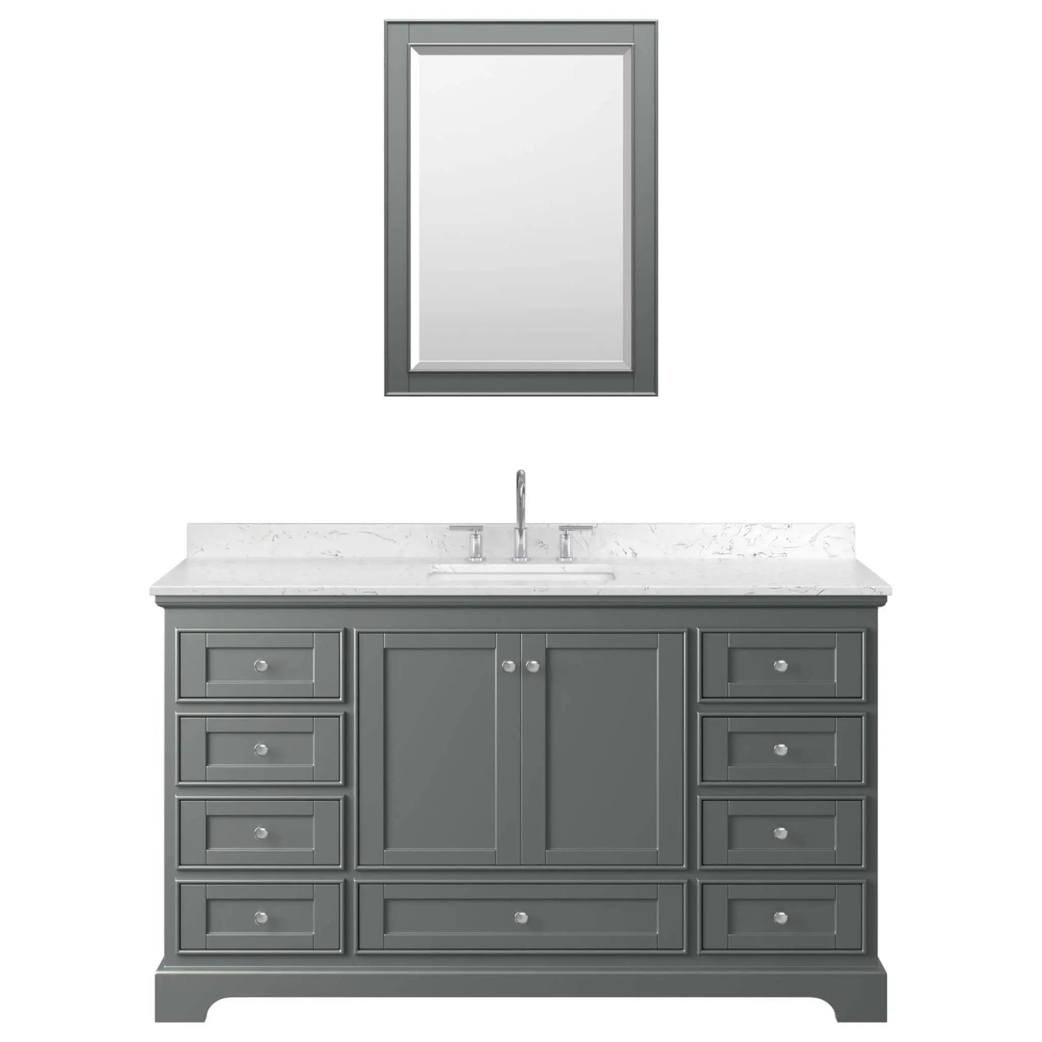 60" Deborah Single Bathroom Vanity in Dark Gray with Polished Chrome Trim & Medicine Cabinet by Wyndham