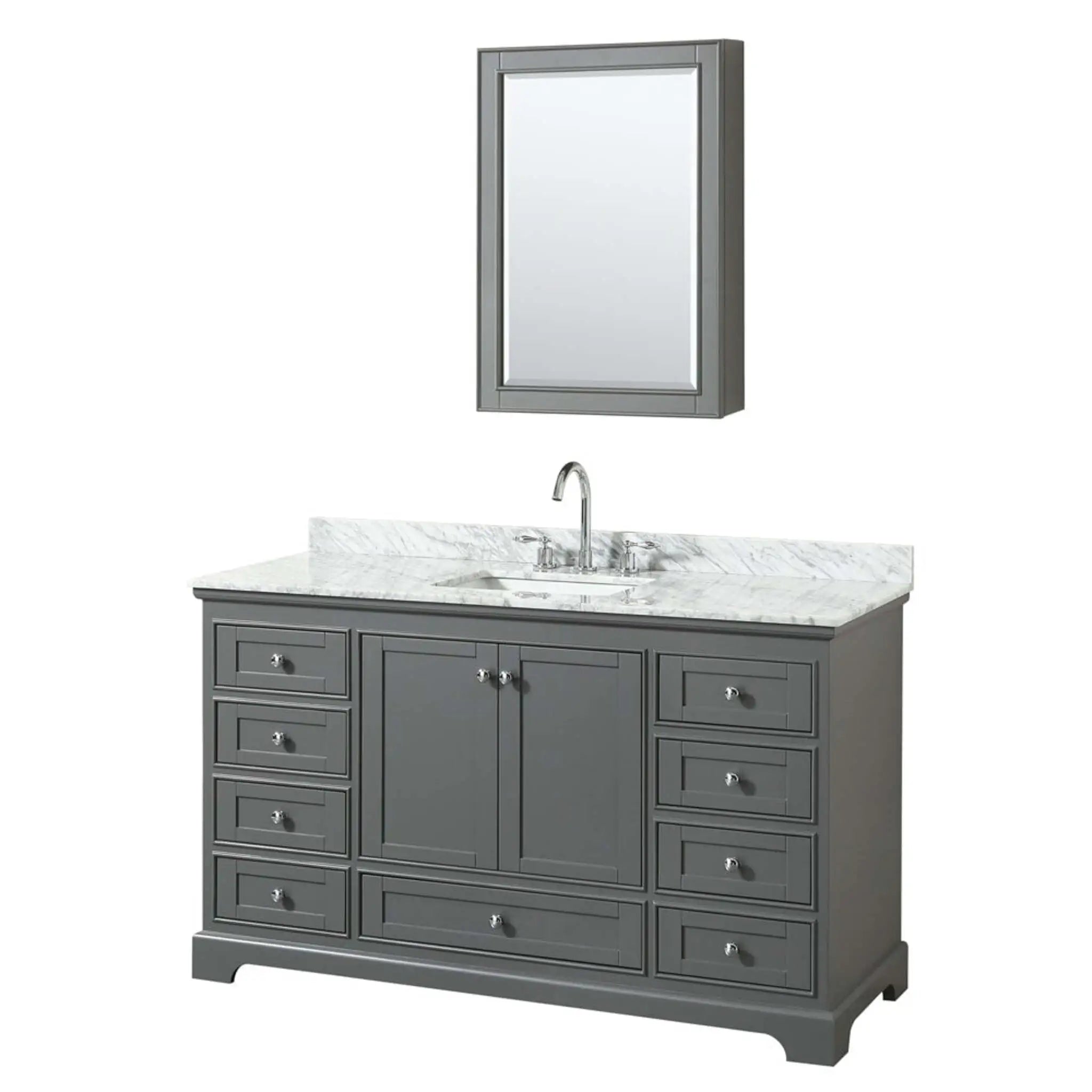 60" Deborah Single Bathroom Vanity in Dark Gray with Polished Chrome Trim & Medicine Cabinet by Wyndham